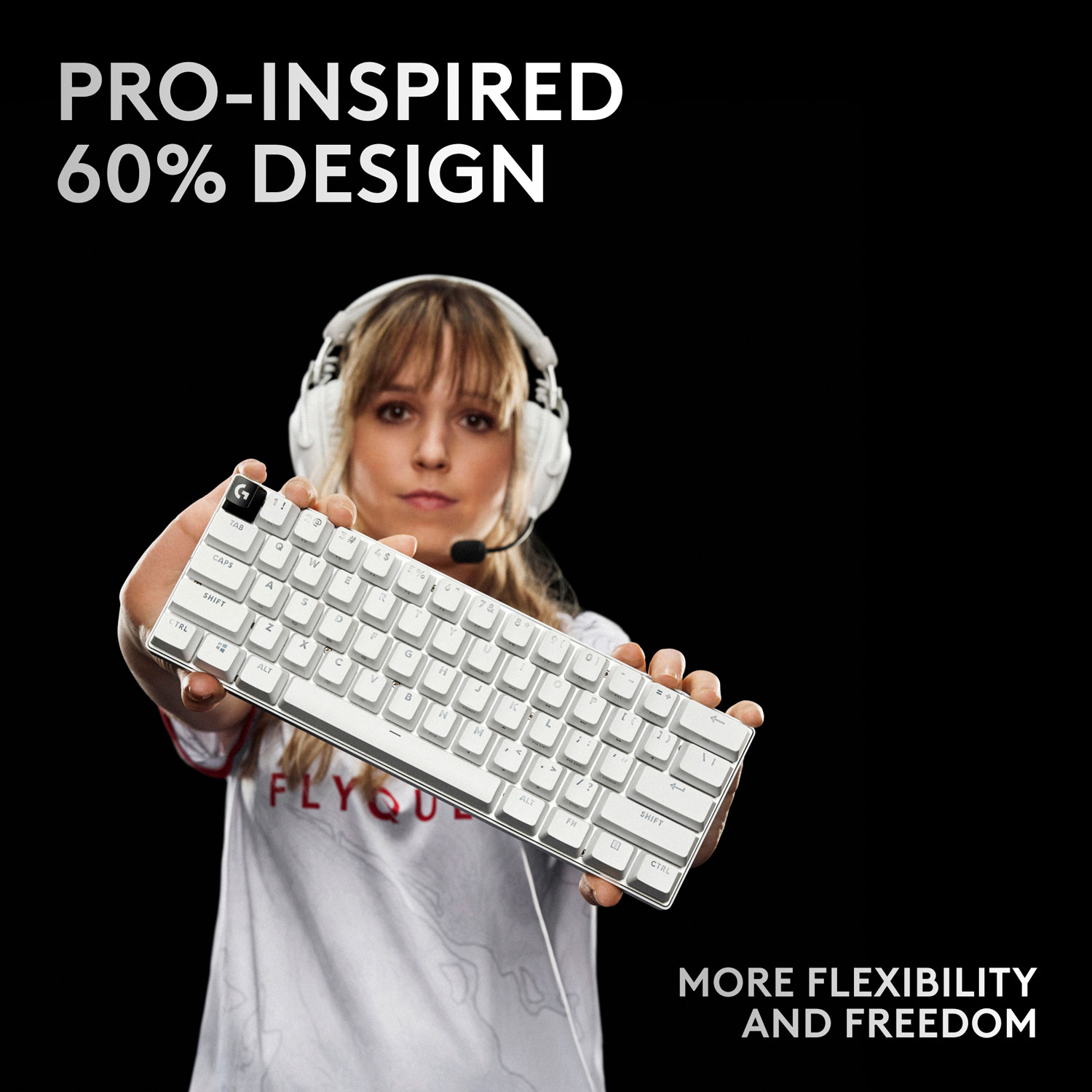 Clavier de jeu sans fil rétroéclairé à touches linéaires optiques GX PRO X 60 LIGHTSPEED de Logitech - Blanc - Anglais
