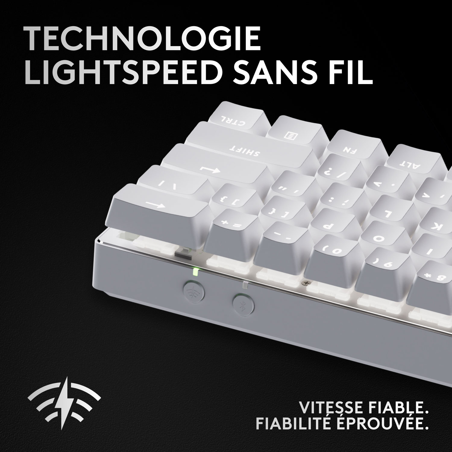 Clavier de jeu sans fil rétroéclairé à touches linéaires optiques GX PRO X 60 LIGHTSPEED de Logitech - Blanc - Anglais