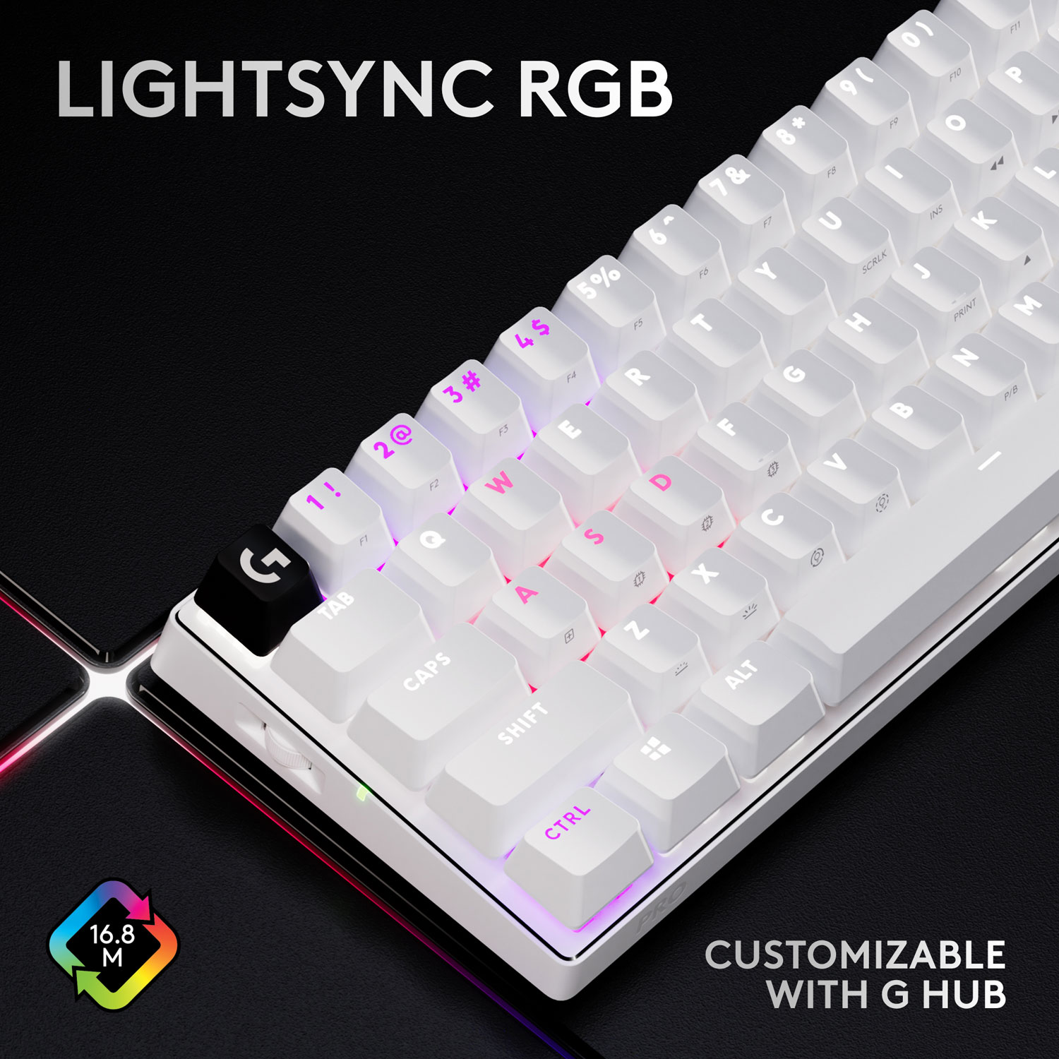 Clavier de jeu sans fil rétroéclairé à touches linéaires optiques GX PRO X 60 LIGHTSPEED de Logitech - Blanc - Anglais