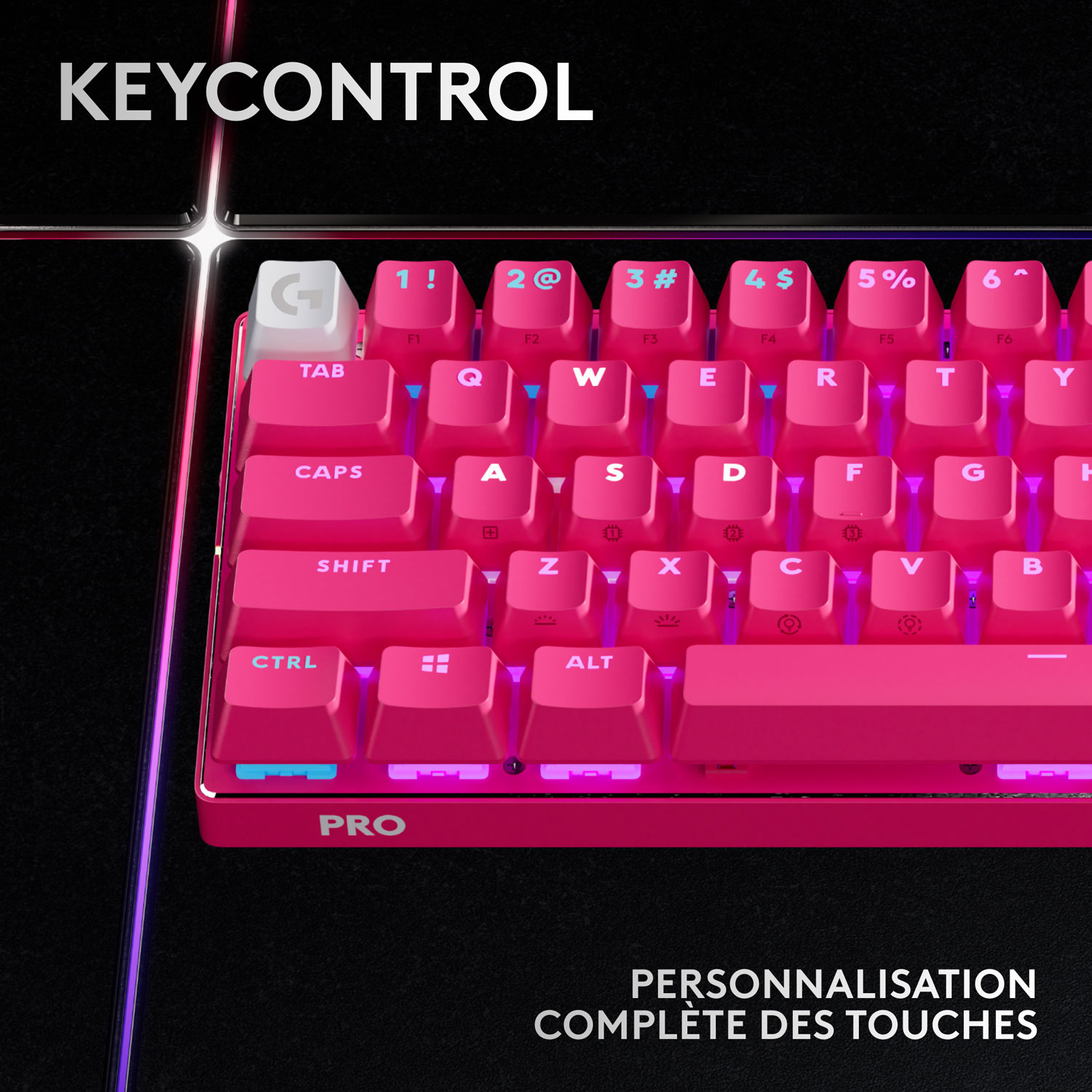 Clavier de jeu sans fil rétroéclairé à touches tactiles optiques GX PRO X 60 LIGHTSPEED de Logitech - Magenta - Anglais