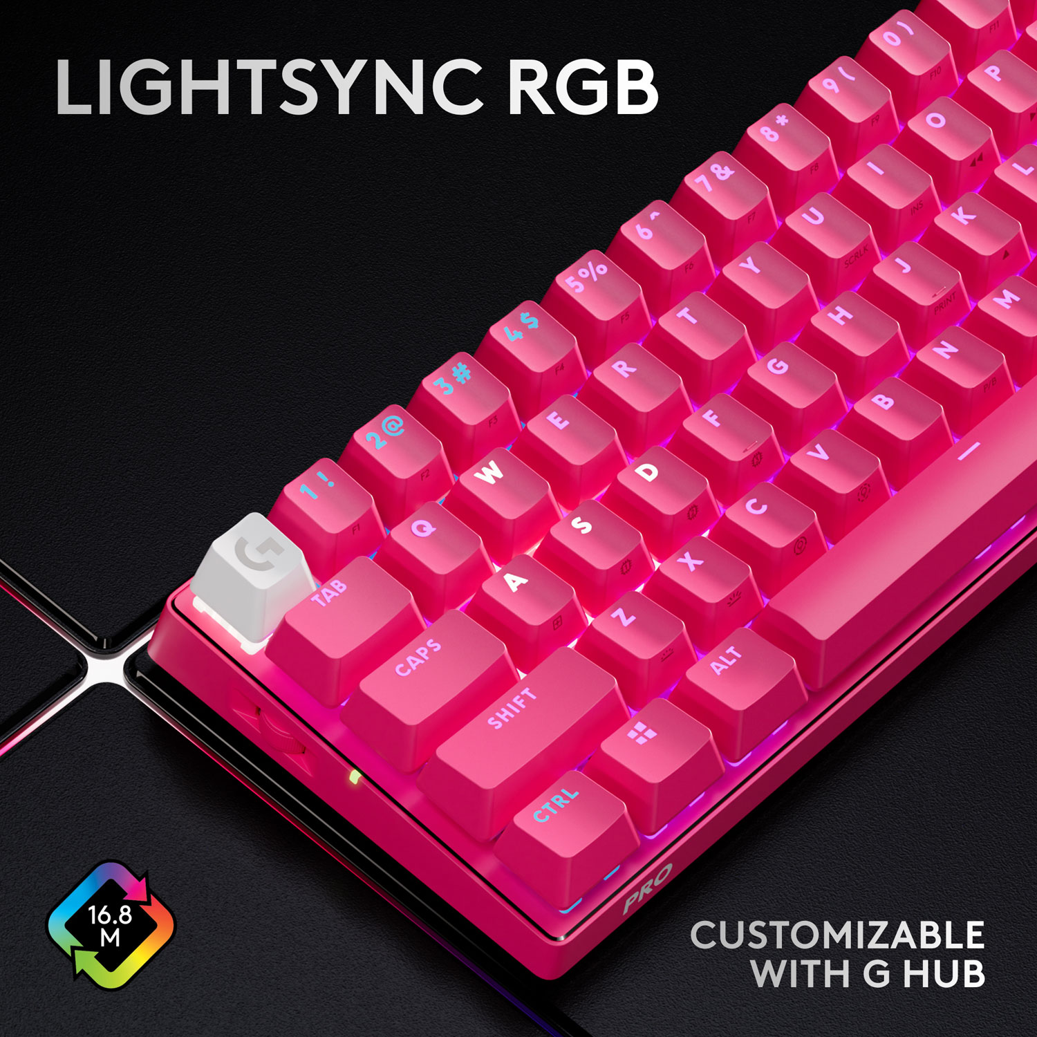 Clavier de jeu sans fil rétroéclairé à touches tactiles optiques GX PRO X 60 LIGHTSPEED de Logitech - Magenta - Anglais