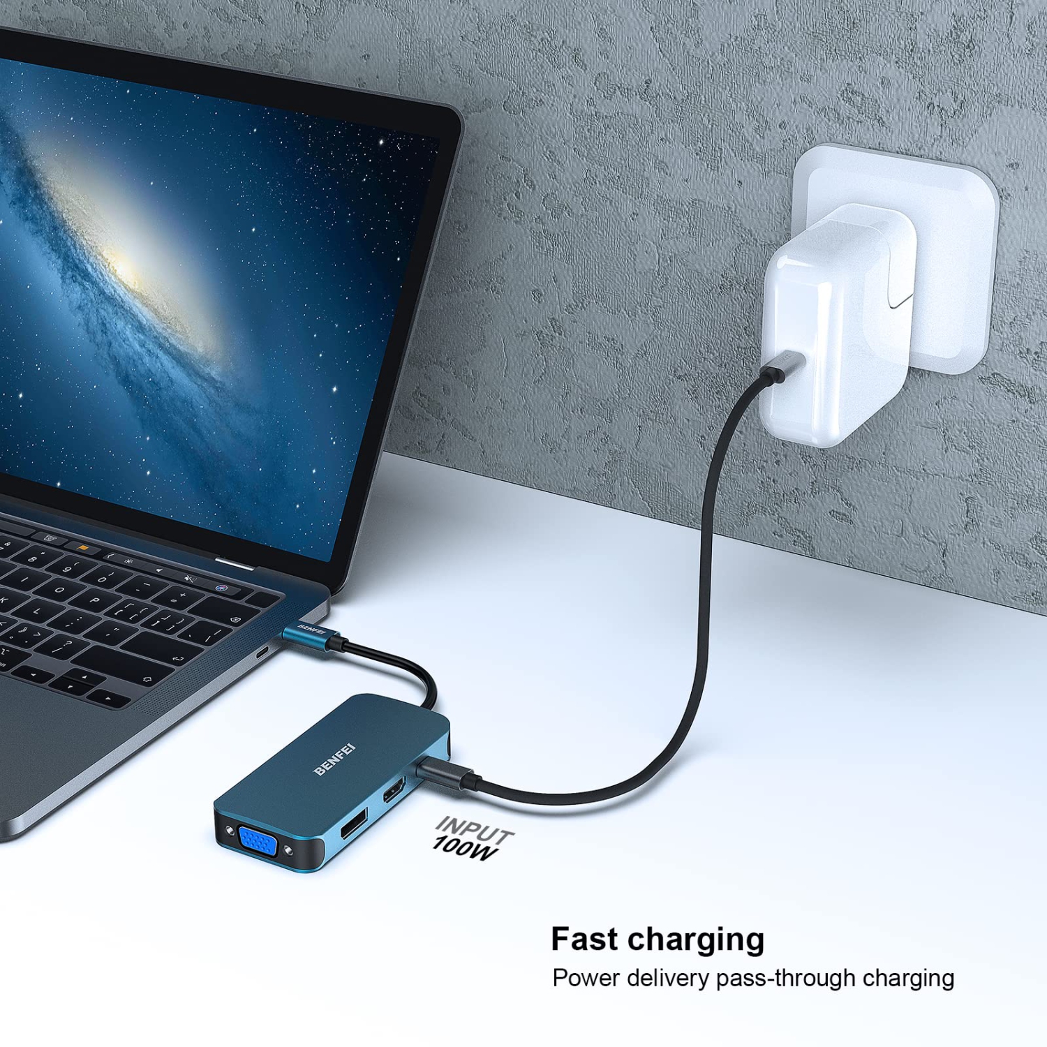 Adaptateur USB-C à HDMI VGA DisplayPort, concentrateur MST USB-C à HDMI VGA DisplayPort compatible avec iPhone 15 Pro/Max, MacBook Pro/Air 2023, iPad