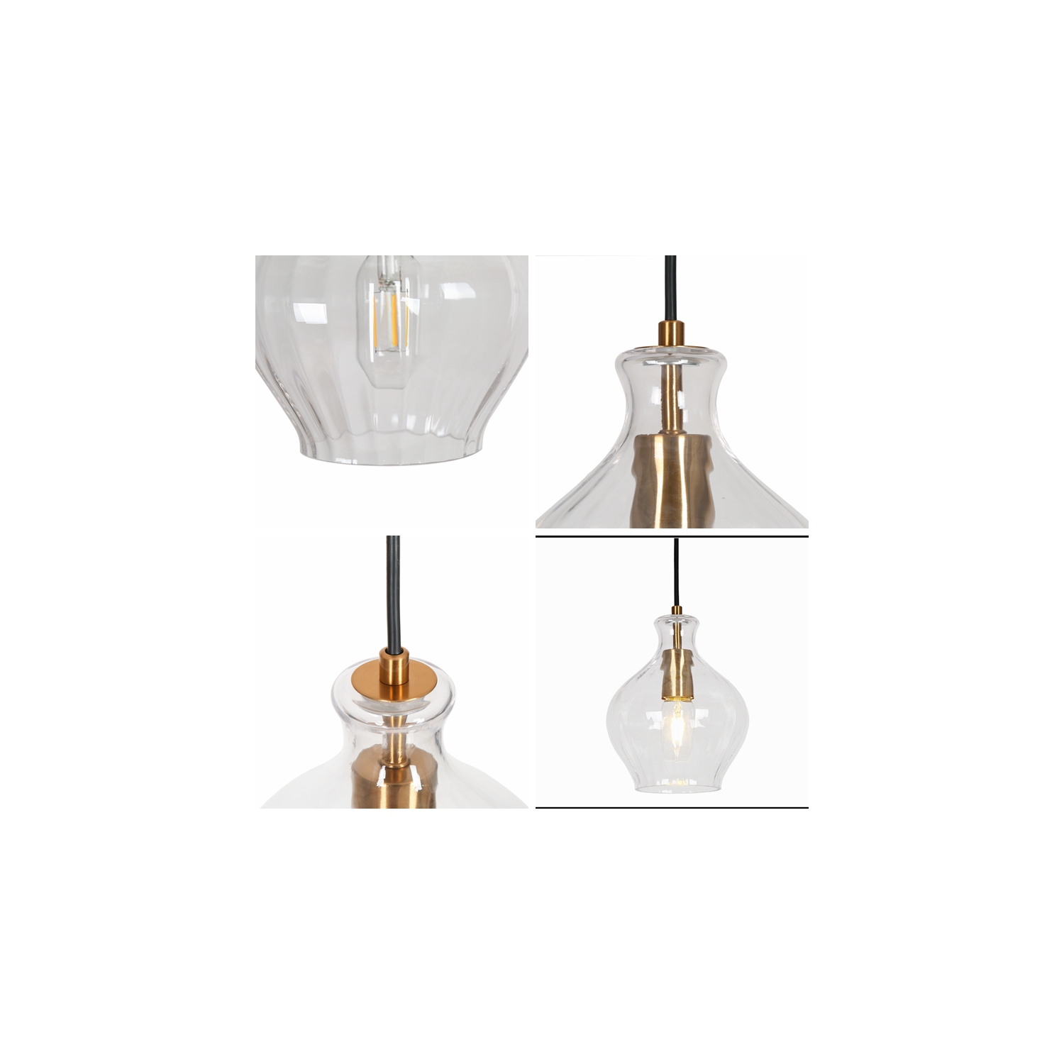 Globe Pendant Light, Satin Copper and Matte Black with Glass Modern/Contemporary Clear Glass Teardrop LED Mini Hanging Pendant Light