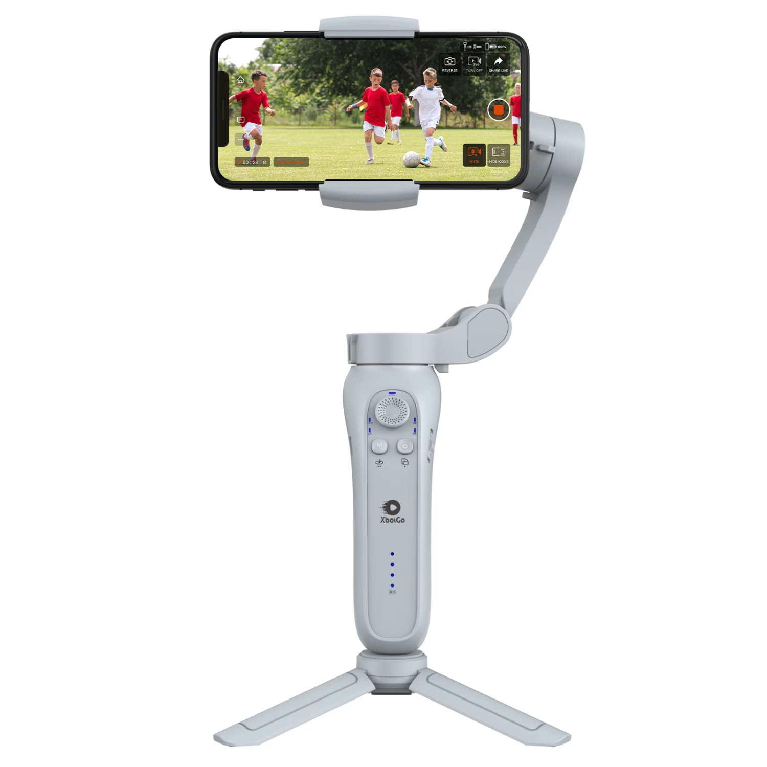 XbotGo AI Sports Gimbal: Team-Tracking Auto Camera, AI-Powered 3-Axis Stabilizer for Basketball & Soccer Recording, Live Streaming. Portable, Foldable, Supports iOS/Android.