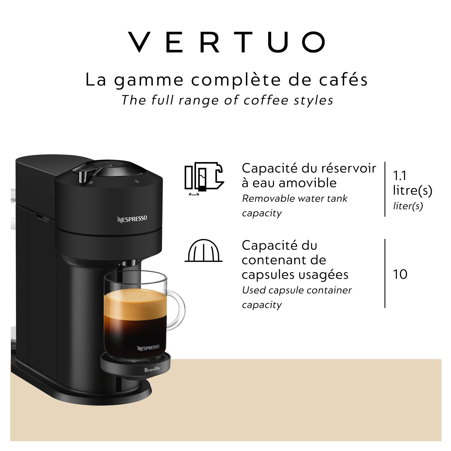 Nespresso Vertuo Next Coffee & Espresso Machine by Breville - Matte Black