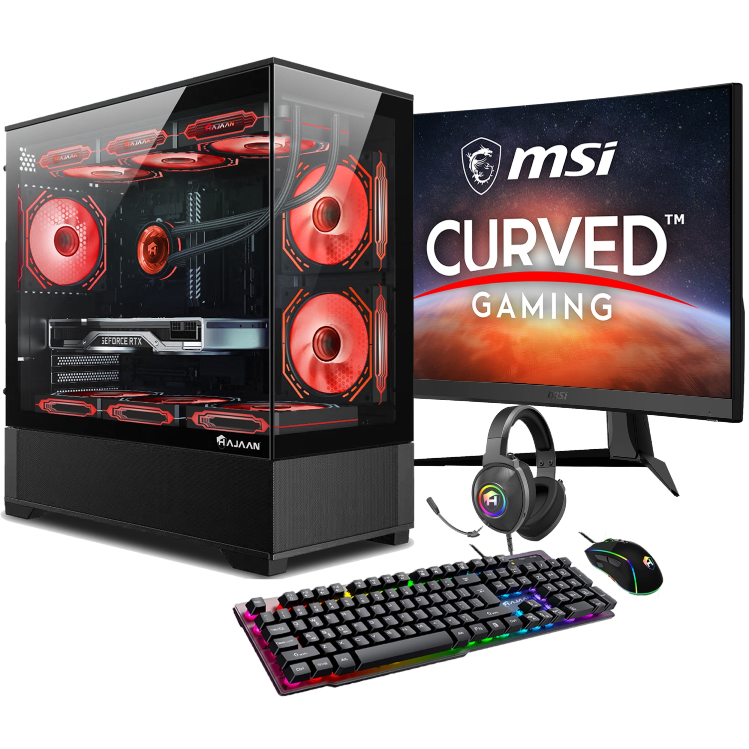 HAJAAN Gaming PC with MSI 27" Curved Gaming Monitor (GeForce RTX 4070 12GB GDDR6, Intel Core i7-12700K upto 5.0GHz, 32GB DDR4 RAM, 1TB NVMe SSD, Wifi 6, Windows 11 Pro) - Black