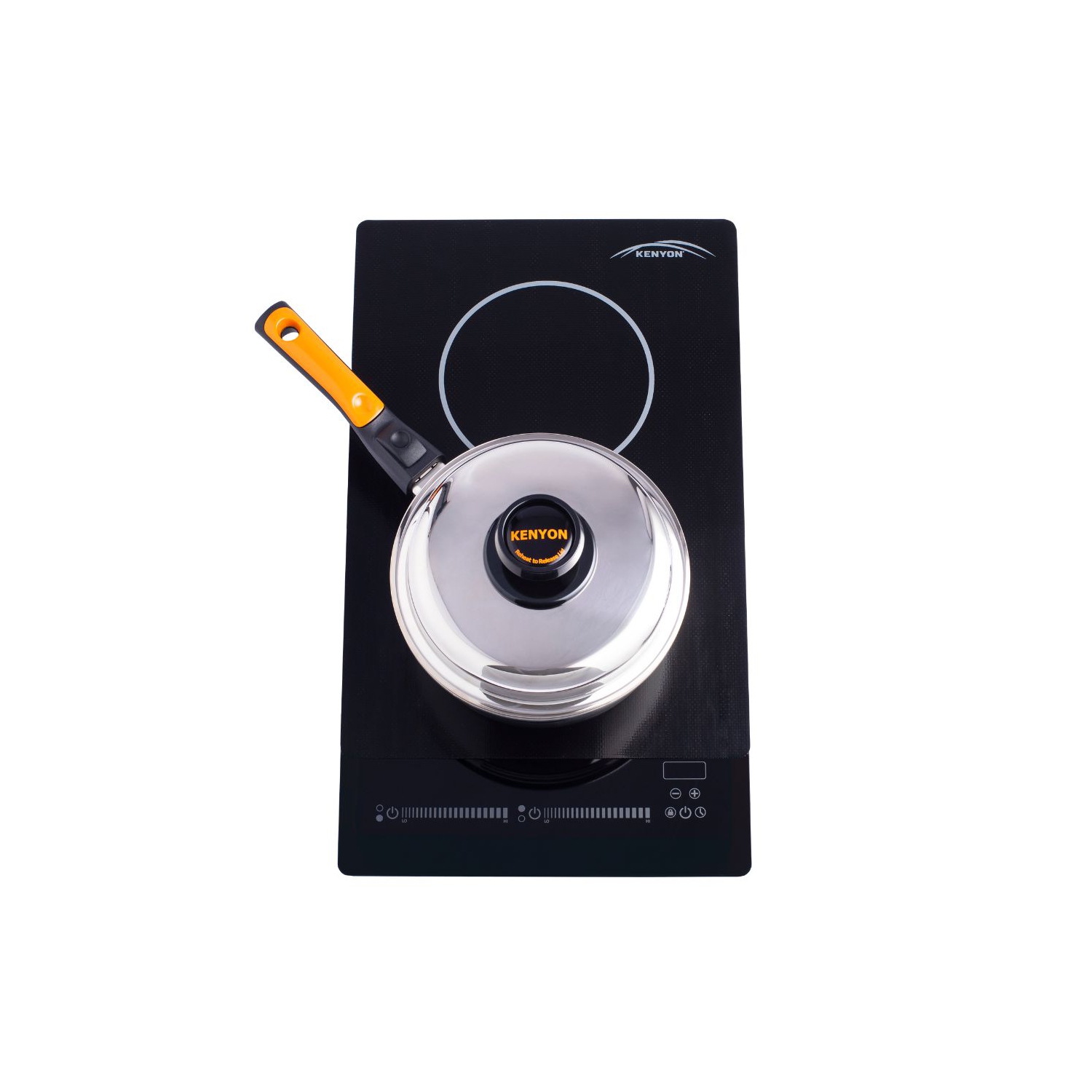 Surface de cuisson à induction à deux brûleurs Kenyon B80321 avec élément en pont, verre noir, commandes tactiles, 120 V ULC