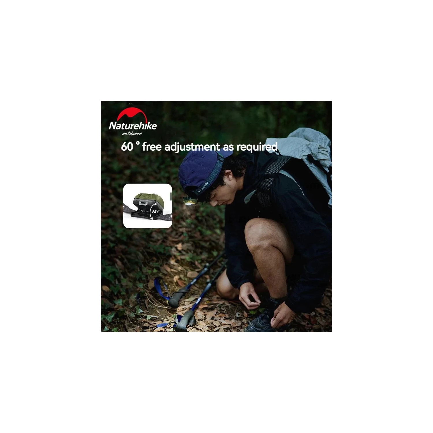 Lampe frontale Naturehike AAA vert mousse | Lampe de pêche extérieure étanche