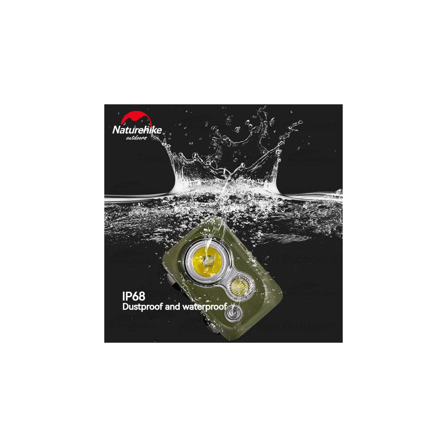 Lampe frontale Naturehike AAA Jaune moutarde | Lumière étanche pour la pêche extérieure