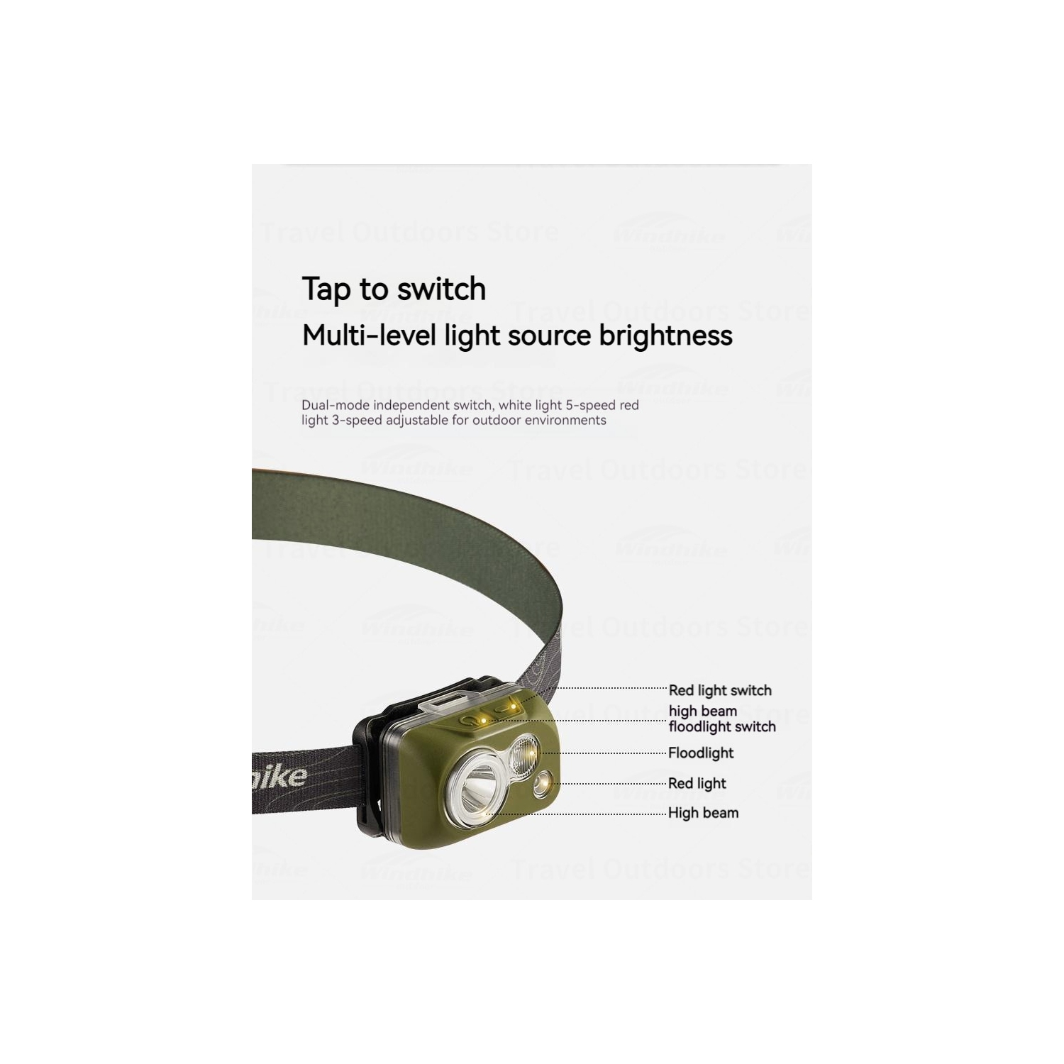 Lampe frontale Naturehike AAA Jaune moutarde | Lumière étanche pour la pêche extérieure