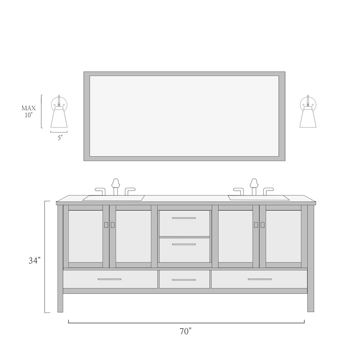 Modern 1-Light Brass Gold Bathroom Wall Light, Black Wall Sconce with Cylinder Clear Glass Shades Bath Light