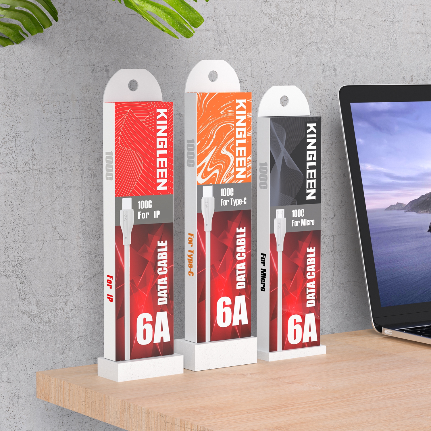 KINGLEEN 1&nbsp;m NICE câble USB 6&nbsp;A FAST Charging Data type C.