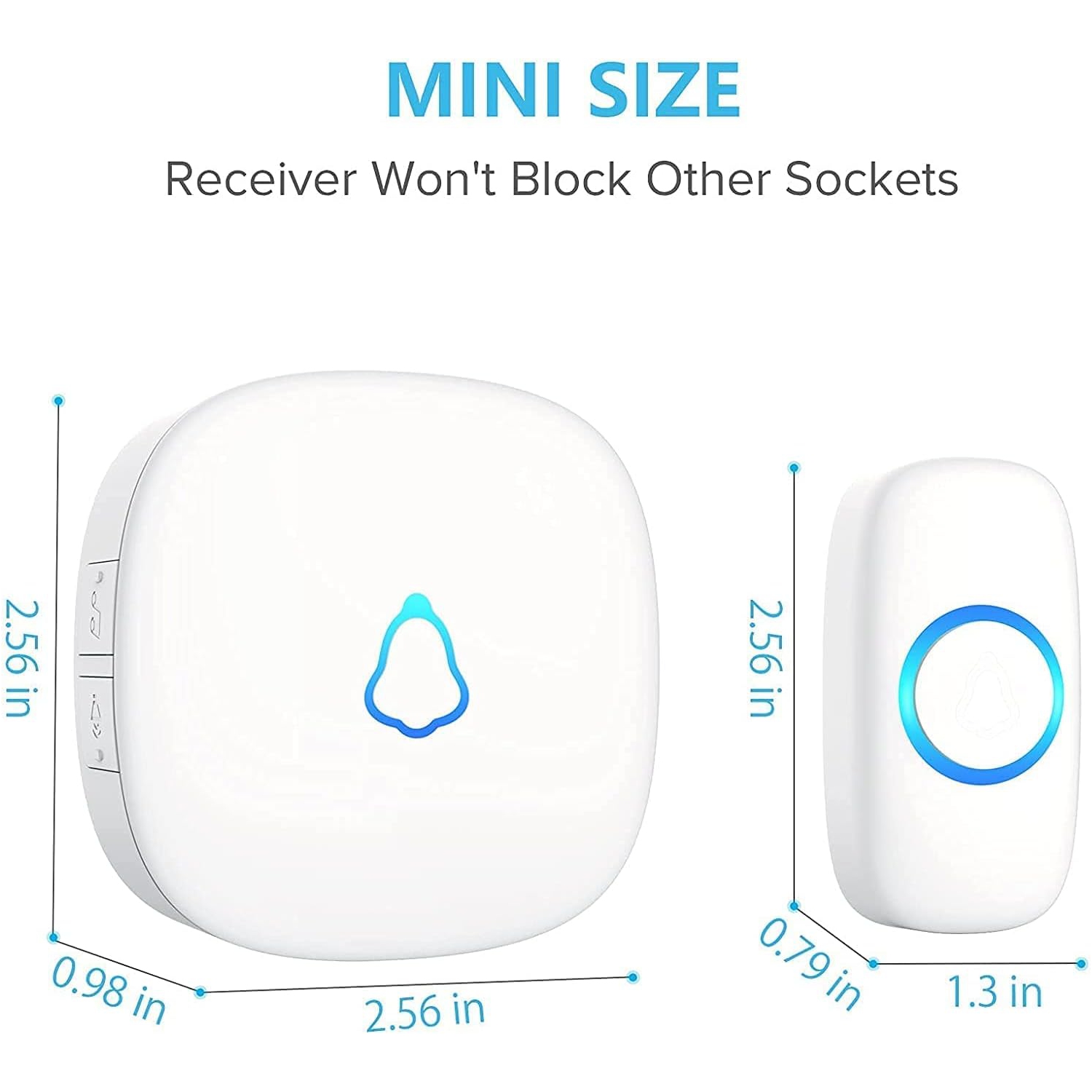 Wireless Doorbell, Adjustable Volumes, 58 Chimes, Easy Installation, 1000Ft Operating Range, LED Indicator, White