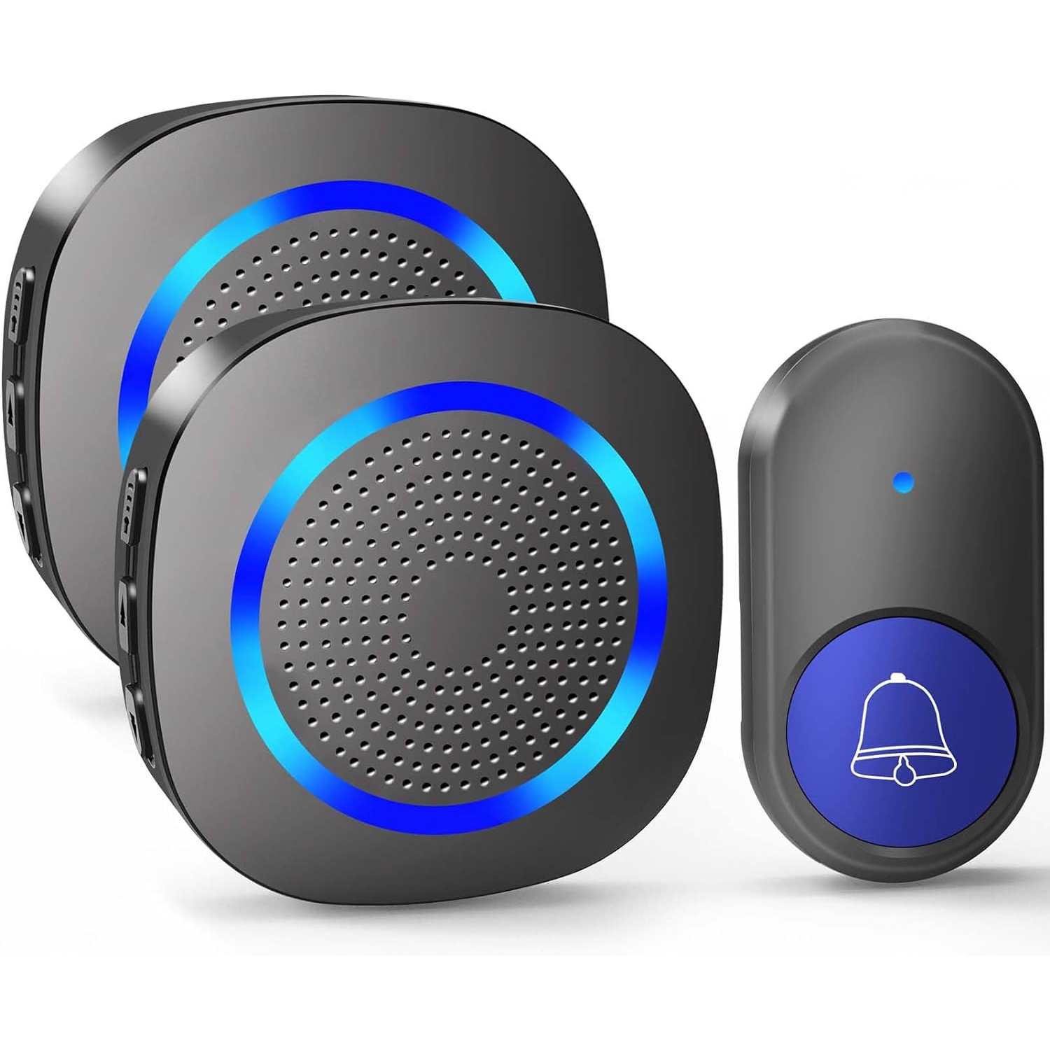 Wireless Doorbell Easy Installation Waterproof Door Bell with Adjustable Volume 55 Ringtones LED Indicator 1300Ft Range,1 Button 2 PlugIn