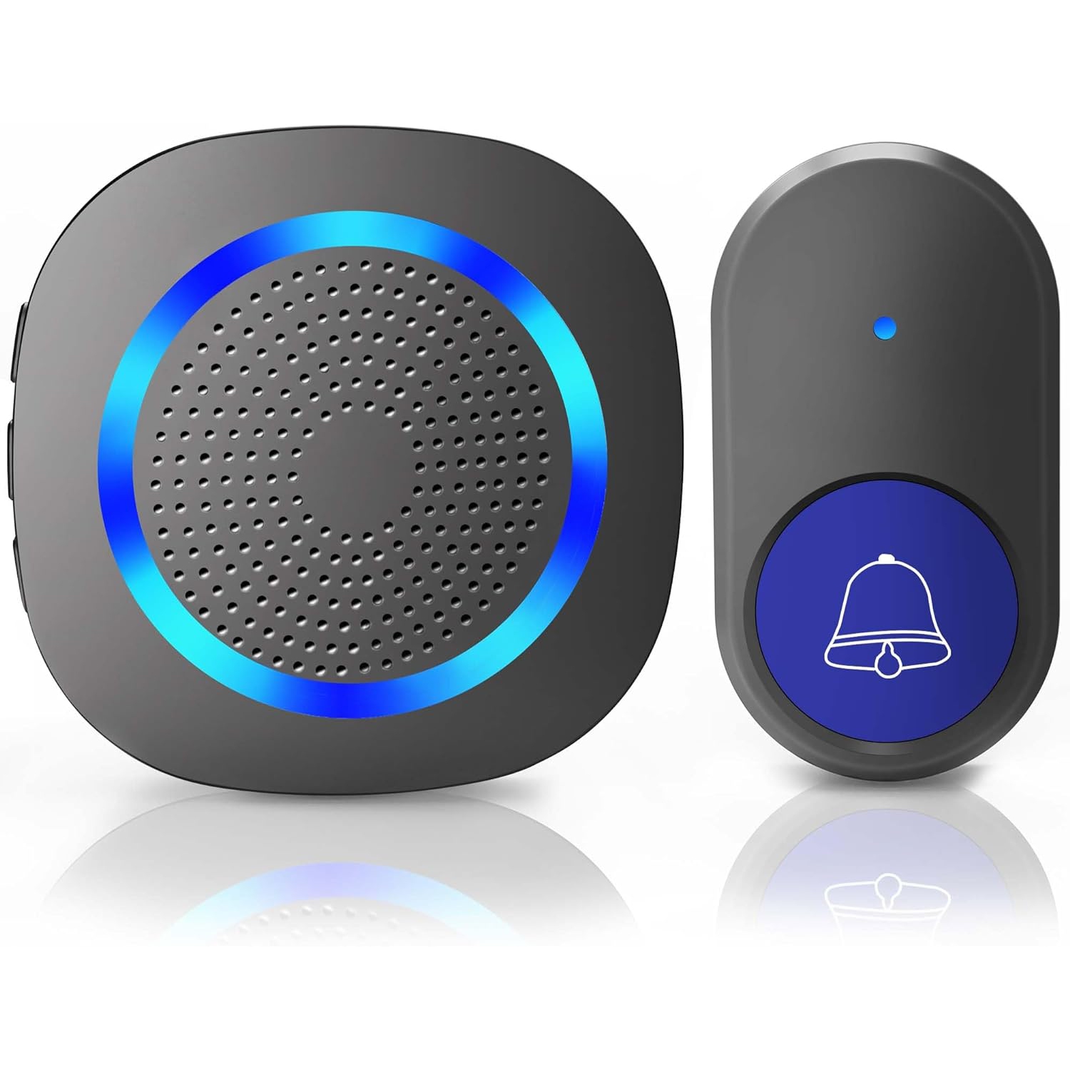 Wireless Doorbell Operate at 1300ft Range with 55 Melodies 5 Adjustable Volume Levels, Mute Mode LED Indicator Waterproof, 1 Button 1 PlugIn