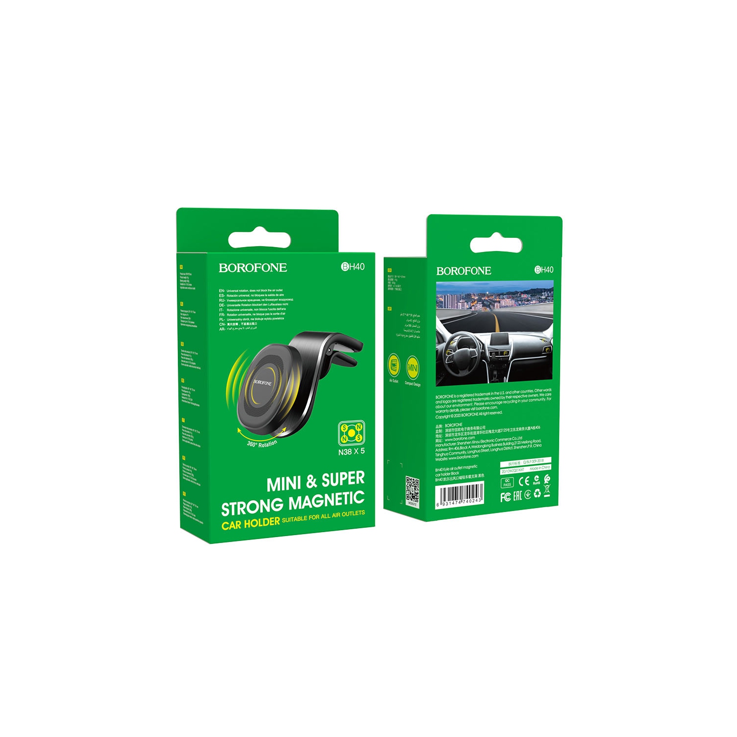 BOROFONE BH40 360 Degree Rotating Metal Magnetic Air Vent Car Mobile Phone Mount Holder For GPS iPhone Samsung Nokia Oppo Google Moto