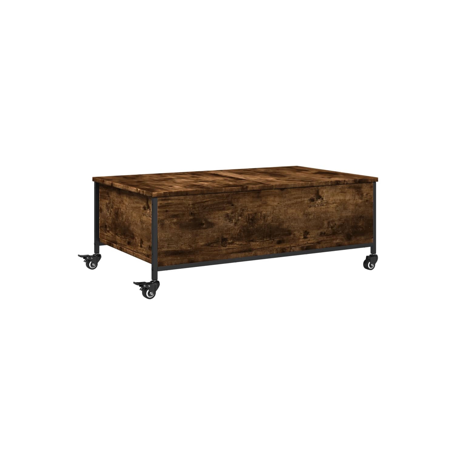 Table basse vidaXL à&nbsp;roulettes&nbsp;en chêne fumé 91 x 55 x 34&nbsp;cm, bois d'ingénierie