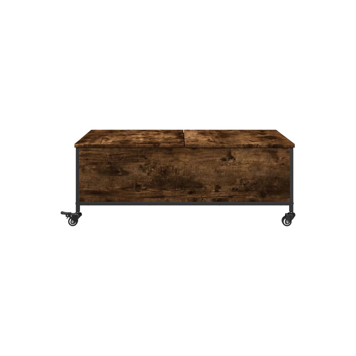 Table basse vidaXL à roulettes en chêne fumé 91 x 55 x 34 cm, bois d'ingénierie
