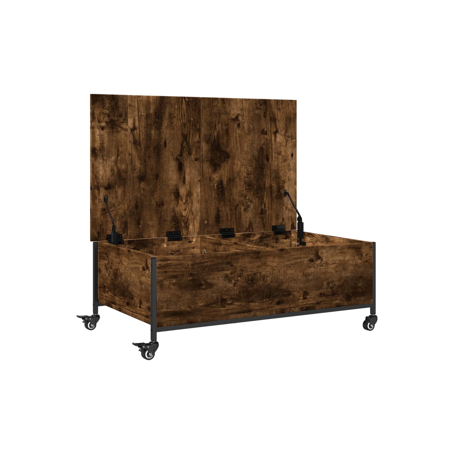 Table basse vidaXL à roulettes en chêne fumé 91 x 55 x 34 cm, bois d'ingénierie