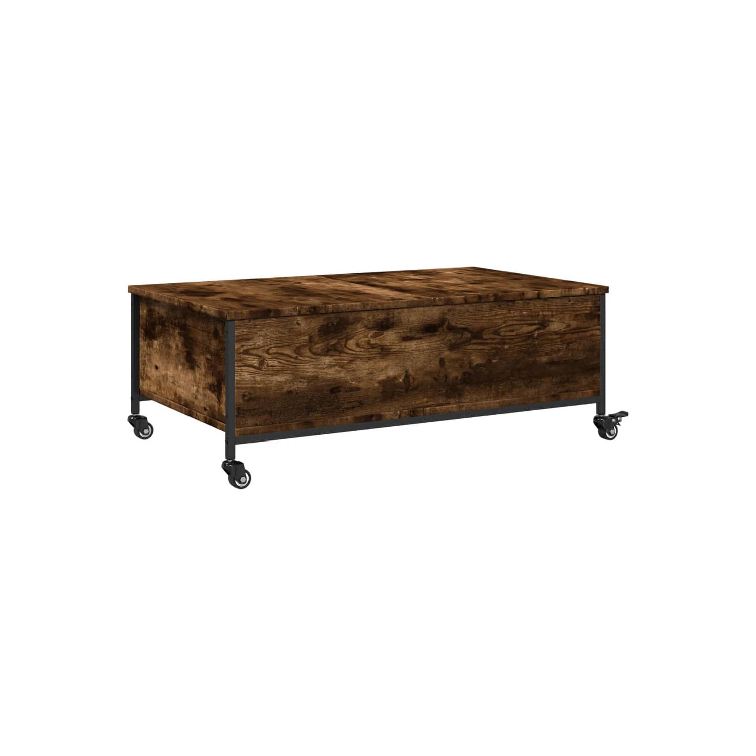 Table basse vidaXL à roulettes en chêne fumé 91 x 55 x 34 cm, bois d'ingénierie