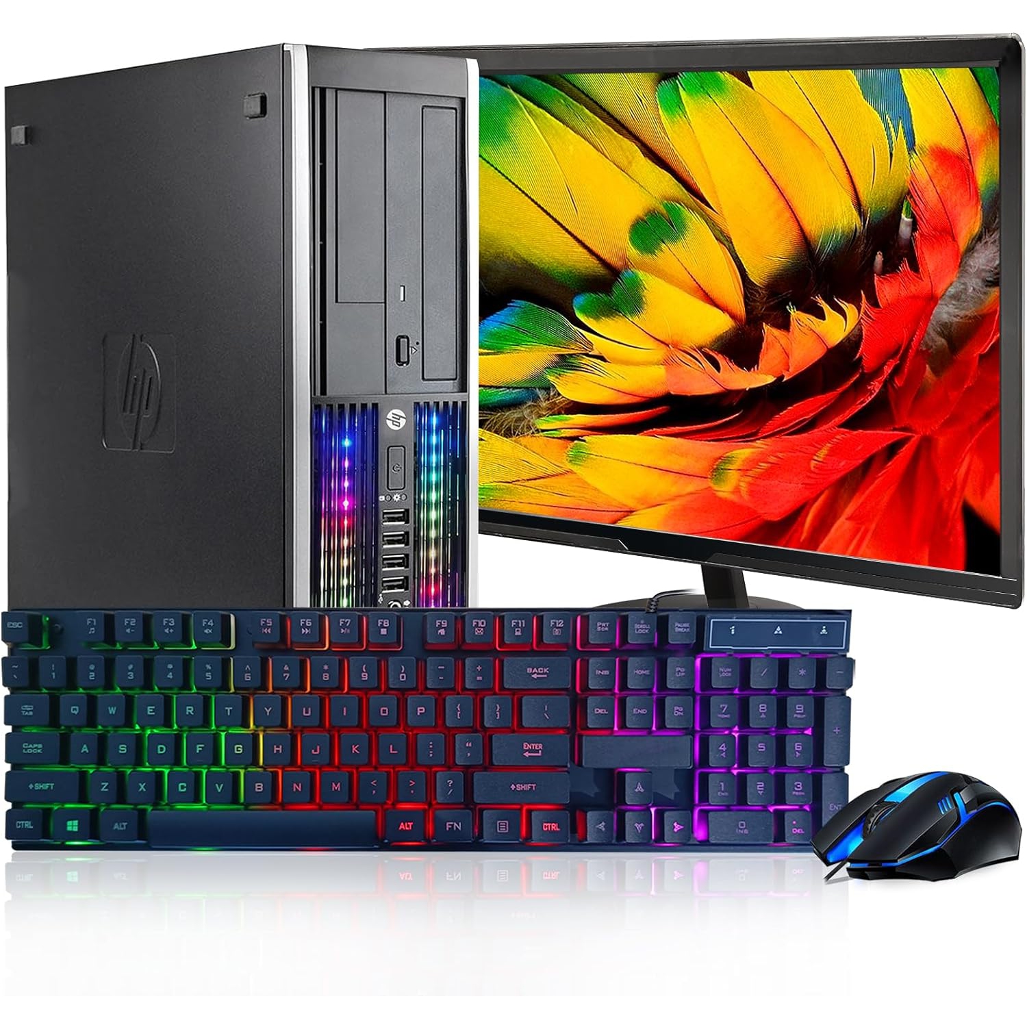 HP RGB Gaming Desktop Computer, Intel Core I7 up to 3.9G, GTX 750 Ti 4G, 16G, 512G SSD, 600M WiFi, BT, RGB Keyboard & Mouse, New 22" 1080 FHD LED, W10P64 - Refurbished Excellent