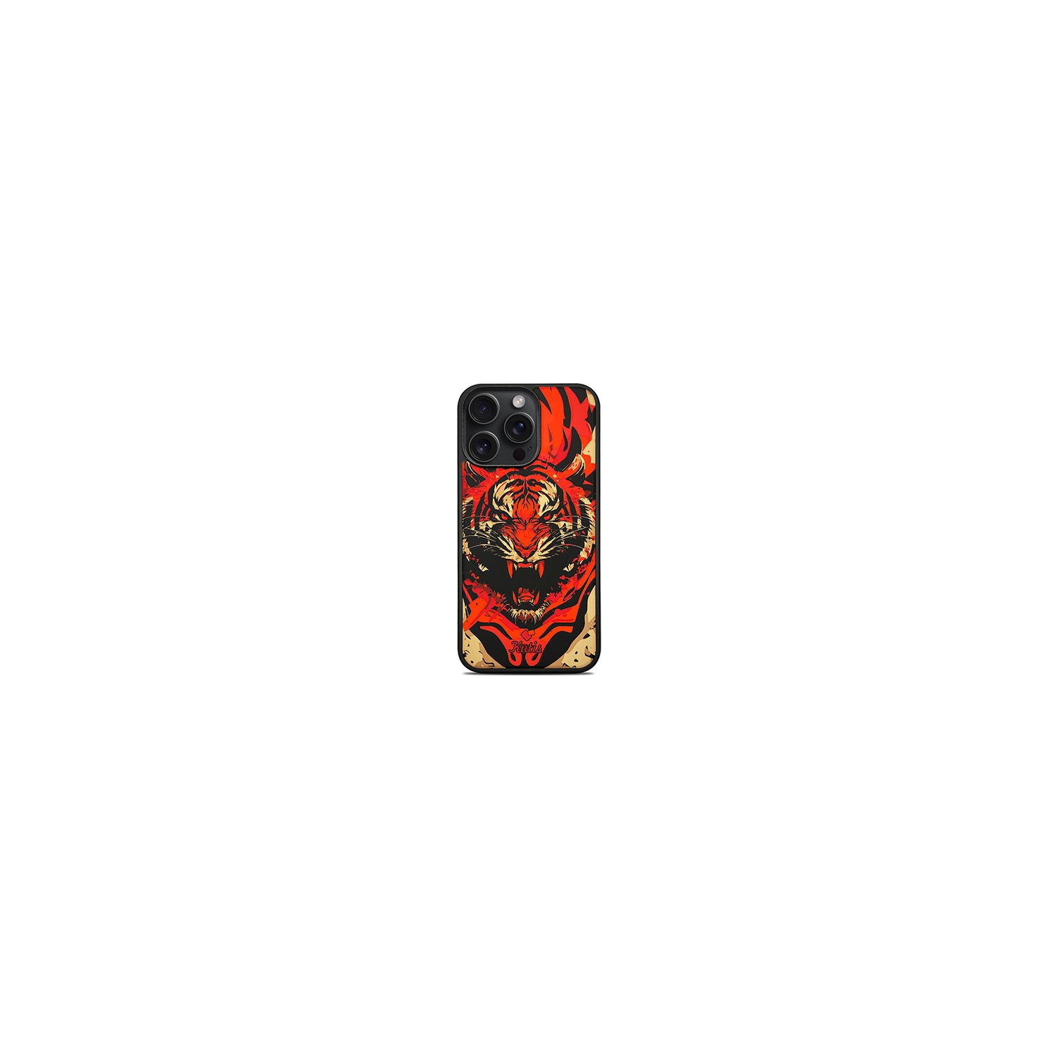 Treemoda Printed Red Tiger Silicone Case for iPhone 15 Pro Max