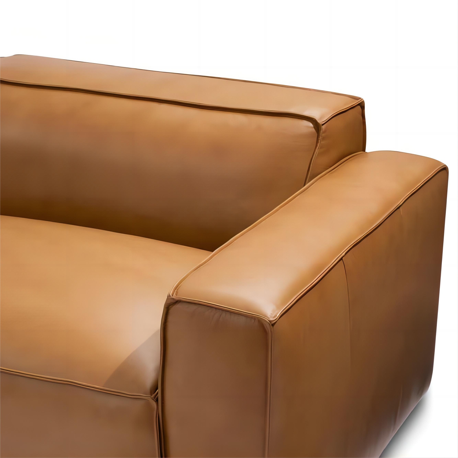 Valencia Nathan aniline Nappa 11000 cuir pleine fleur modulaire caramel brun 3 places et 2 places sofa