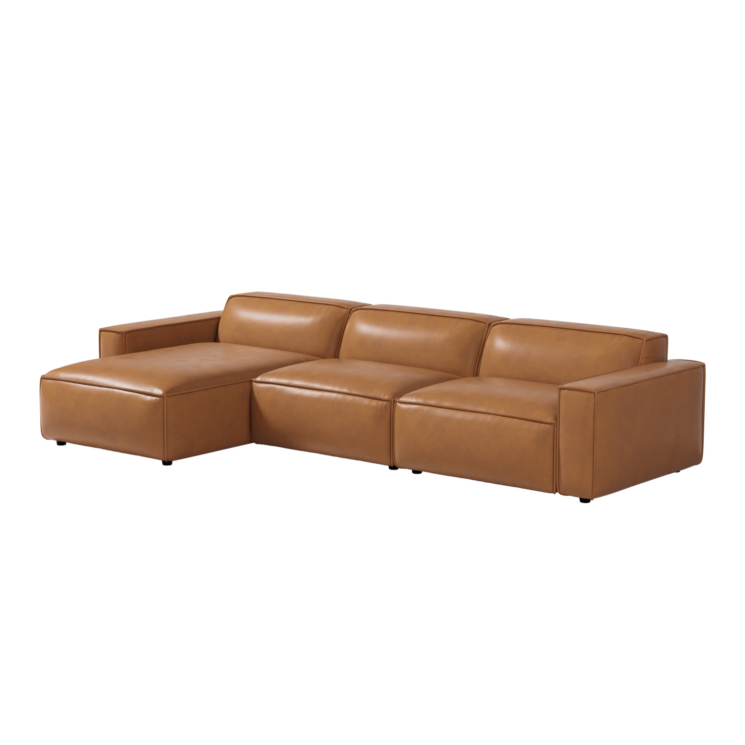 Valencia Nathan Aniline Nappa 11000 cuir pleine fleur Modular Brun caramel 3 places et canapé chaises gauche