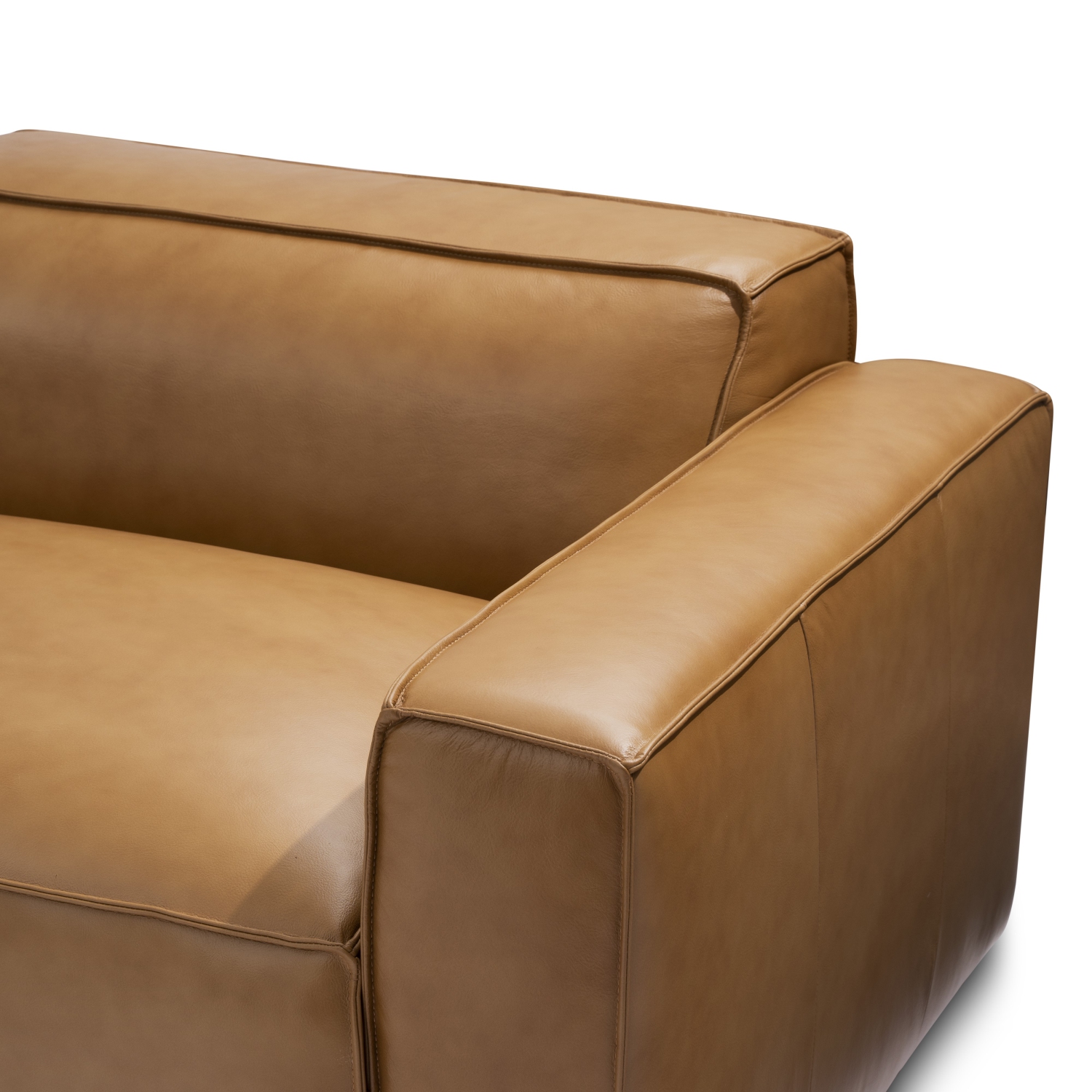 Valencia Nathan Aniline Nappa 11000 cuir pleine fleur Modular Brun caramel 3 places et canapé chaises gauche