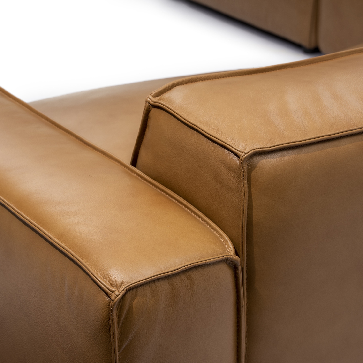 Valencia Nathan Aniline Nappa 11000 cuir pleine fleur Modular Brun caramel 3 places et canapé chaises gauche