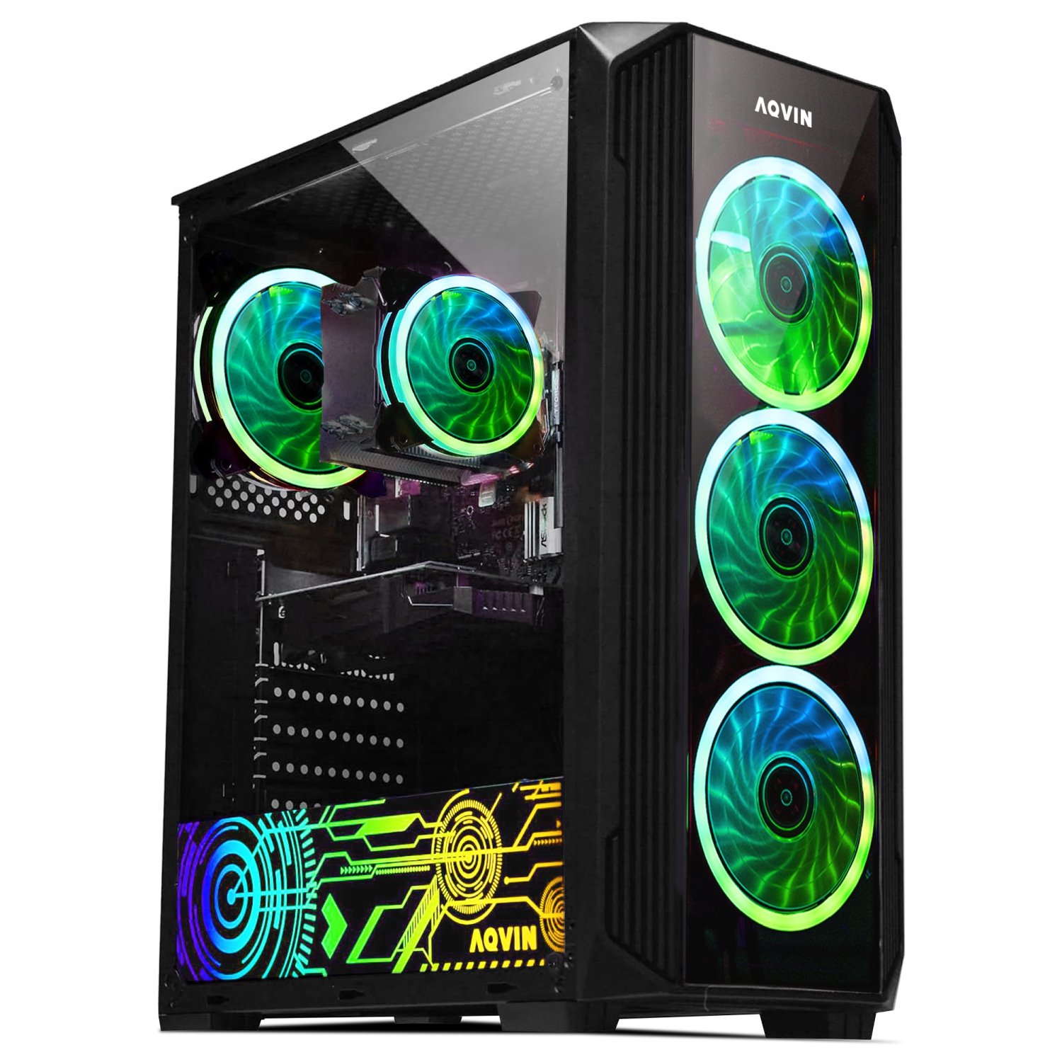 Gaming PC AQVIN ZForce Windows 11 Pro Desktop Computer | GeForce RTX 3050 6GB GDDR6 HDMI | Intel i7 Hexa-Core upto 4.60GHz CPU | 32GB DDR4 RAM | 1TB SSD | RGB Keyboard Mouse | WIFI