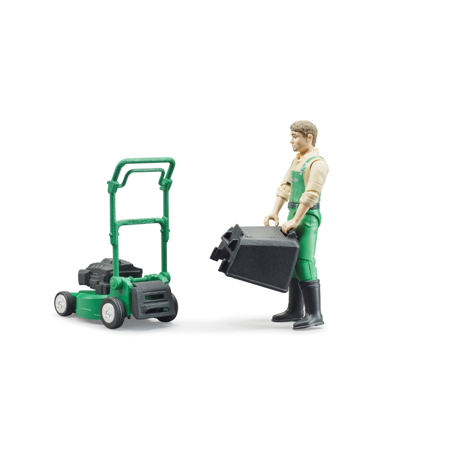 Gardener with Lawn Mower and Equipment bworld