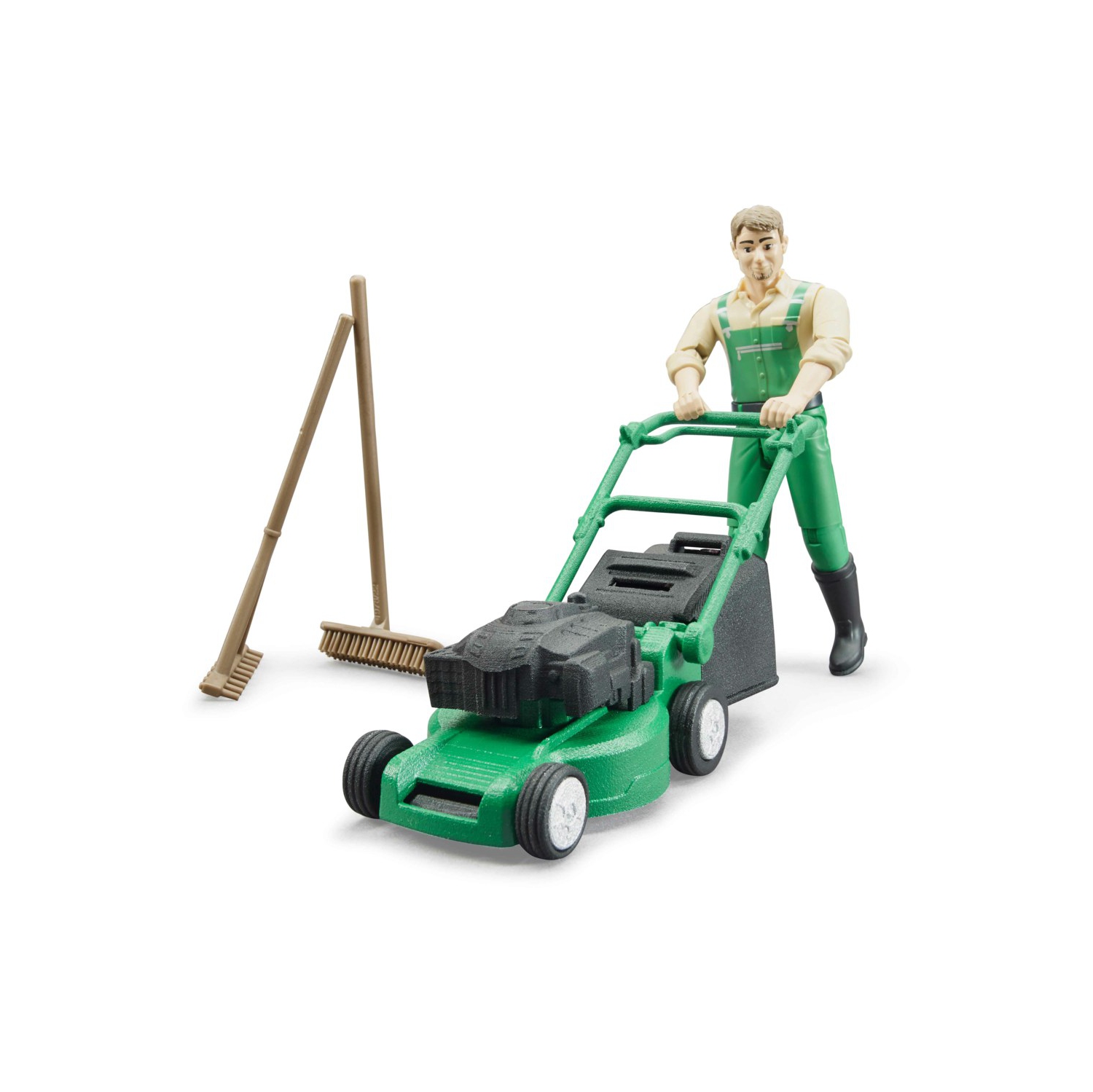 Gardener with Lawn Mower and Equipment bworld