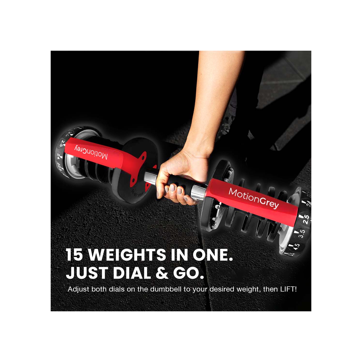 MotionGrey Adjustable Dumbbells 5 to 52.5 LBs, Free High Strength Hand Grip Included,Jump Rope,and Towel 15 Weight Settings DumbBell, Anti-Slip Metal