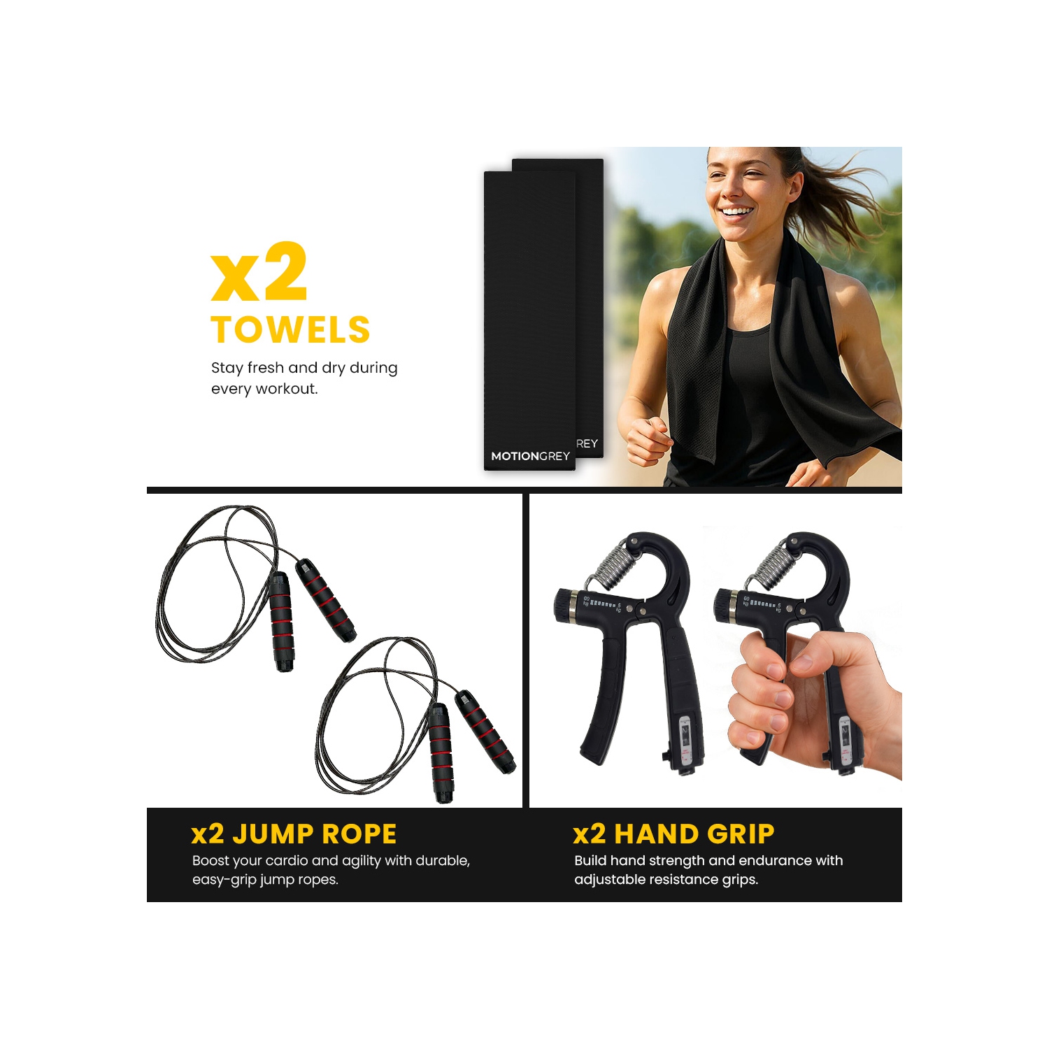 MotionGrey Adjustable Dumbbells 5 to 52.5 LBs, Free High Strength Hand Grip Included,Jump Rope,and Towel 15 Weight Settings DumbBell, Anti-Slip Metal