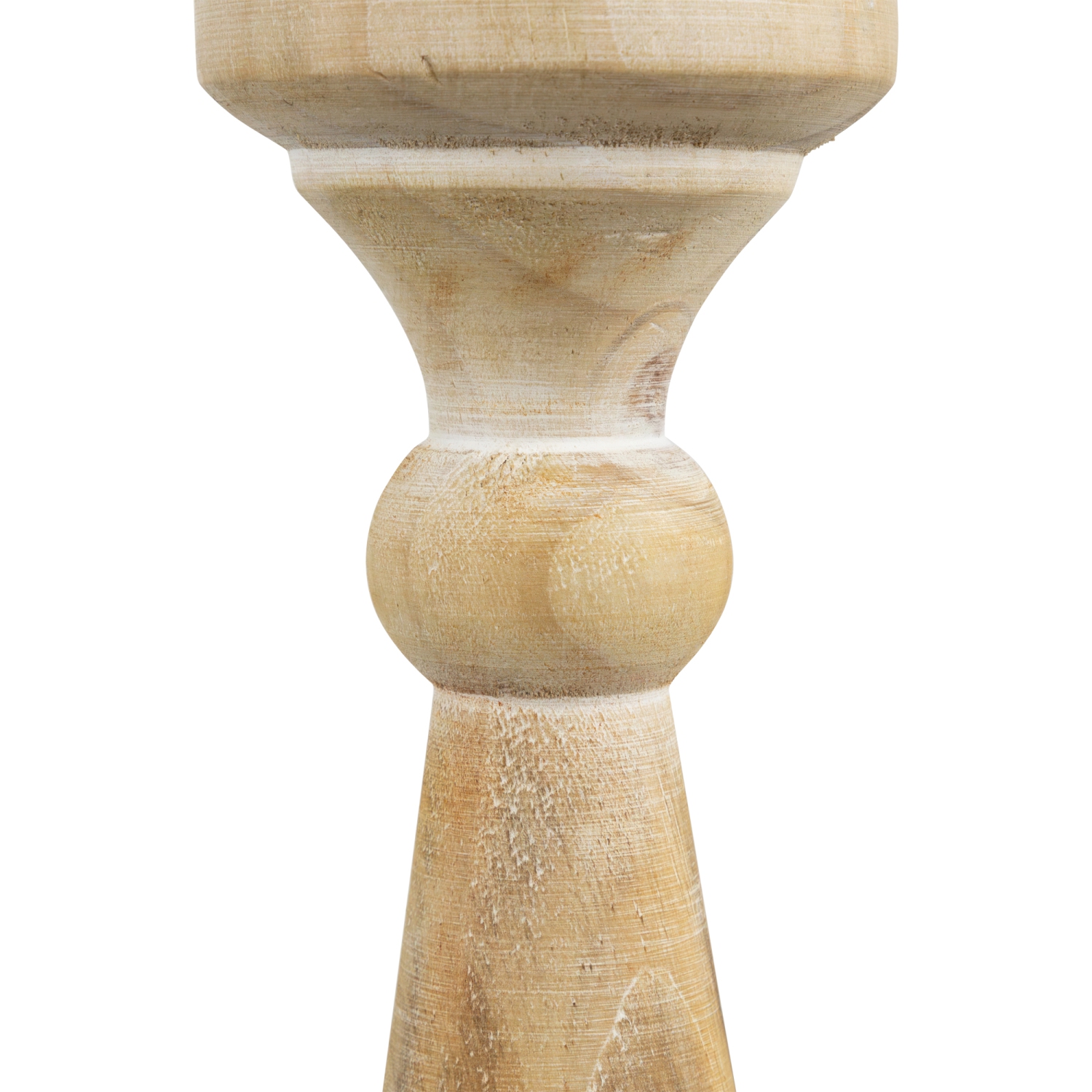 Two Tone Wooden Pedestal Pillar Candle Holder - 12"