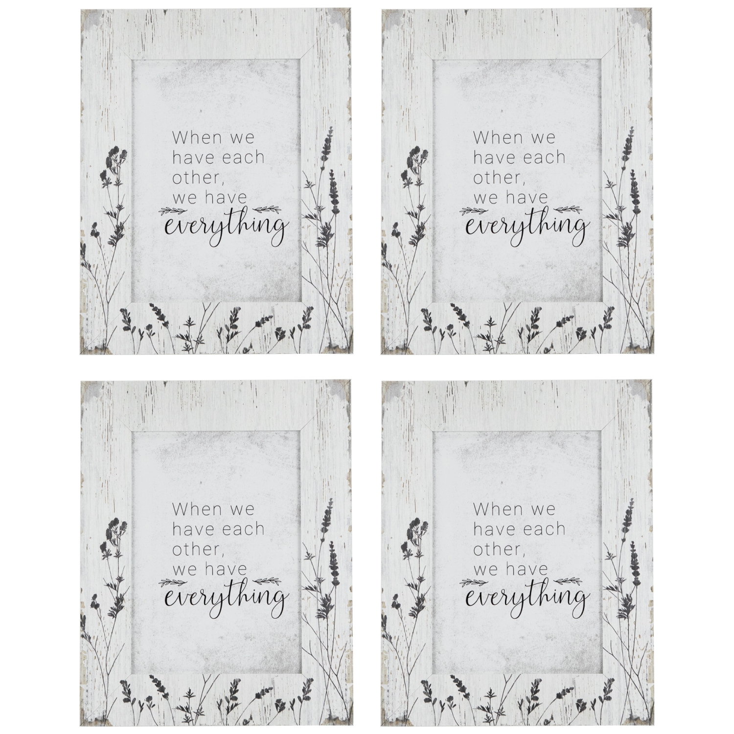 Cadres à photos à motif floral patiné – pour photos de 5 x 7 po – Blanc – Ensemble de 4