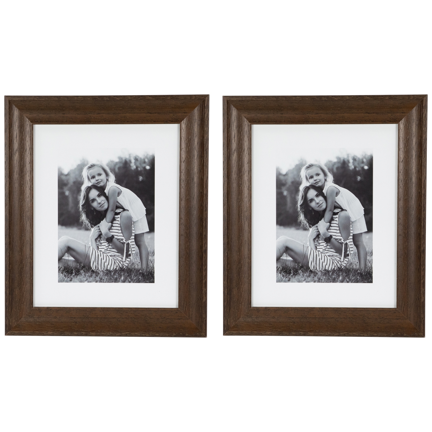 Wooden Picture Frames - for 8" x 10" Photos - Dark Brown - Set of 2