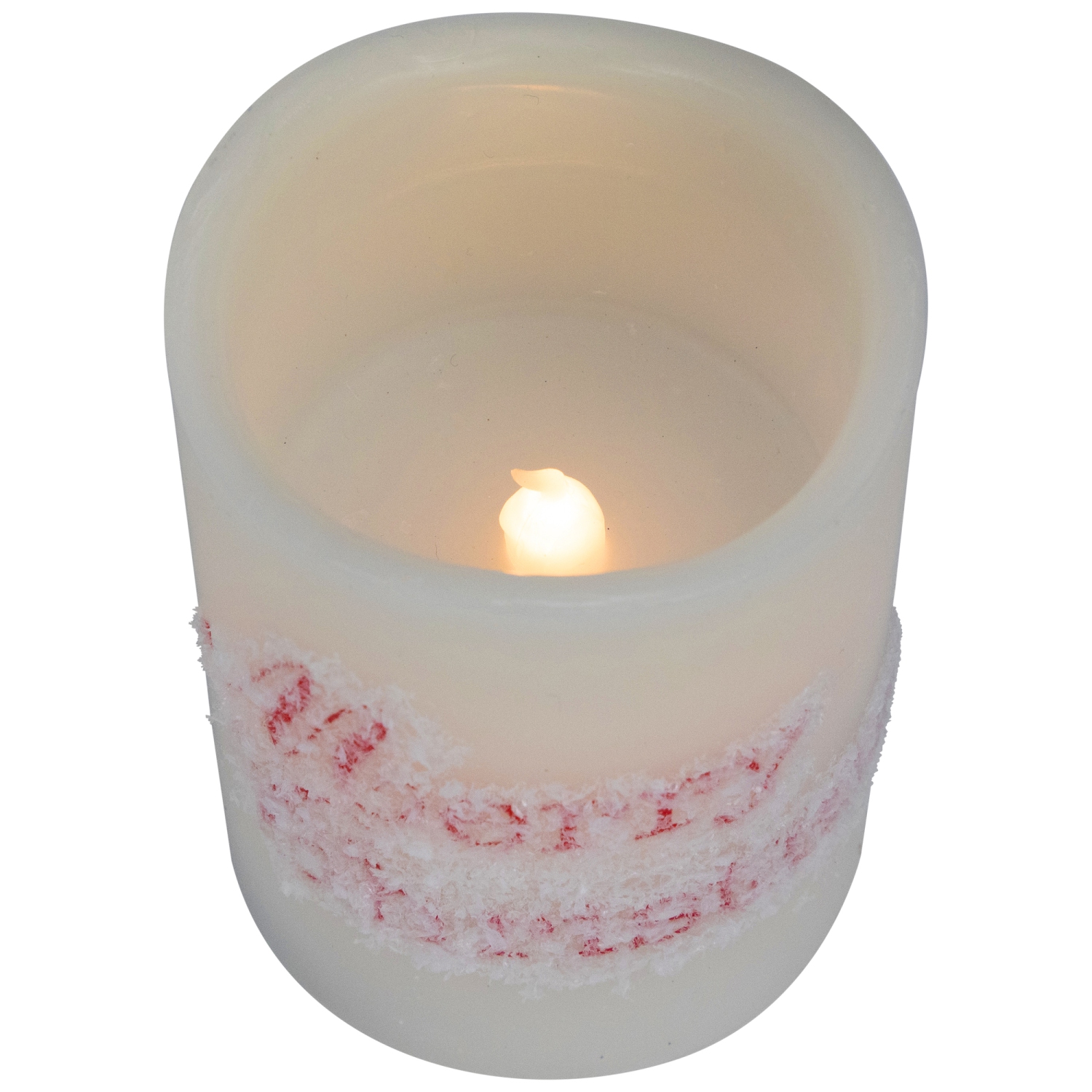 LED Flameless Frosted "Merry Christmas" Wax Pillar Candles - 6" - Set of 3