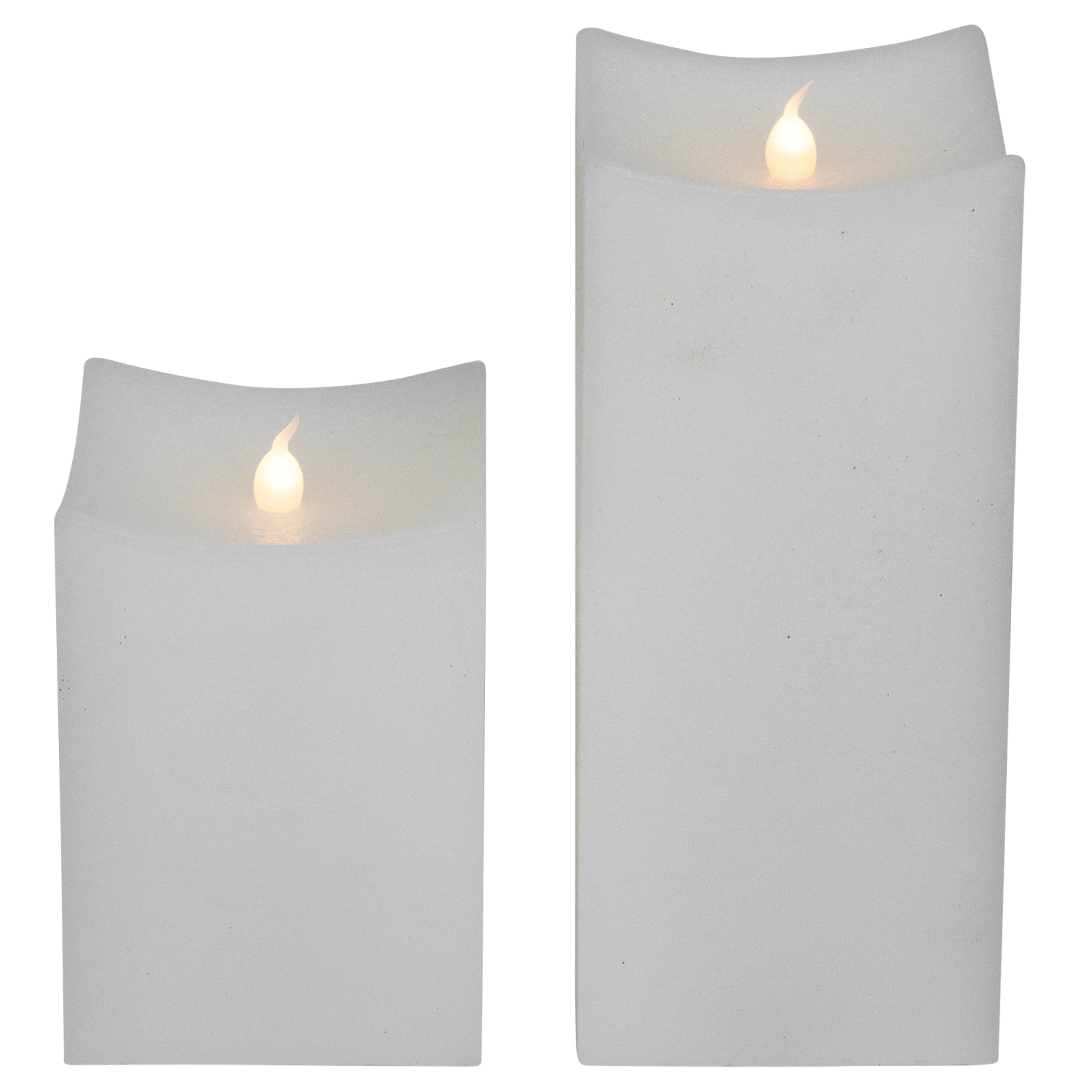 LED Flickering Flameless Wax Rectangular Candles - 8" - White - Set of 2