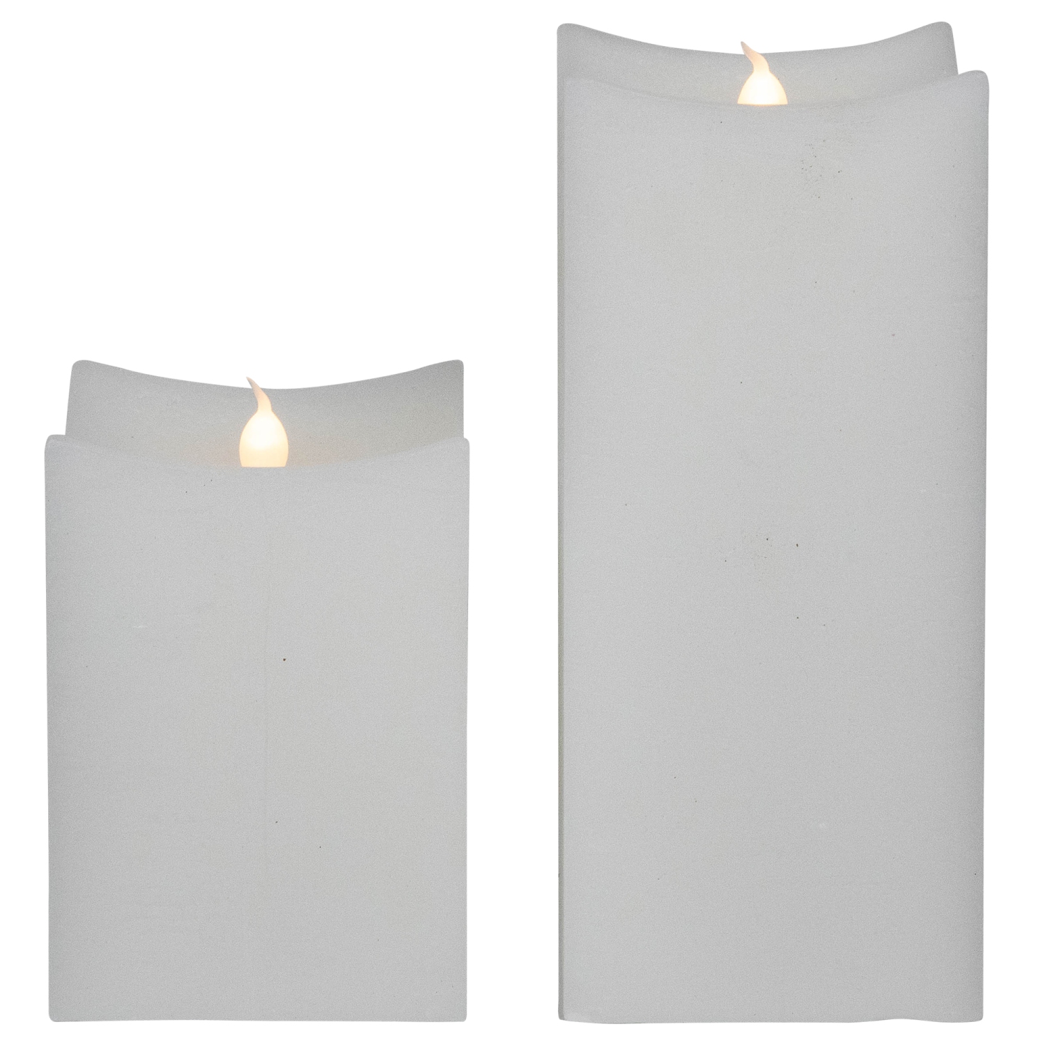 LED Flickering Flameless Wax Rectangular Candles - 8" - White - Set of 2