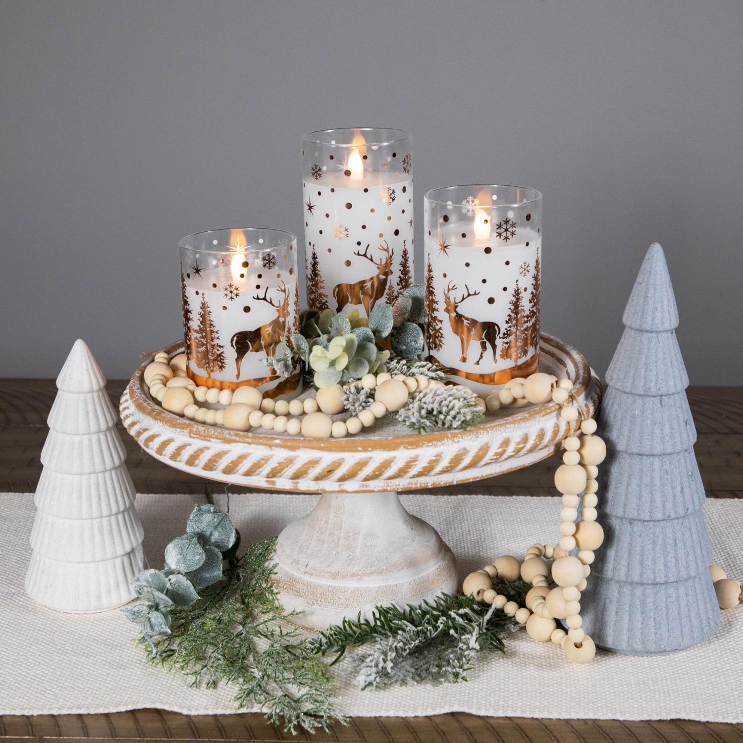 Bougies de Noël sans flamme à DEL en verre scintillant, 6 po, ensemble de 3