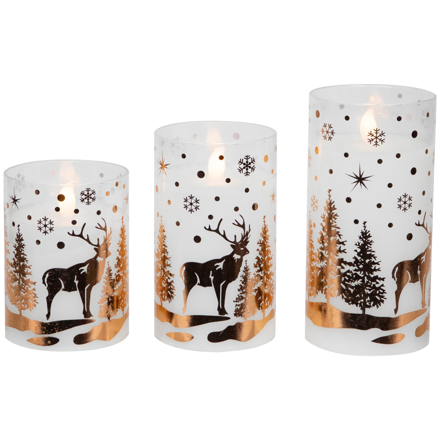 Bougies de Noël sans flamme à DEL en verre scintillant, 6 po, ensemble de 3