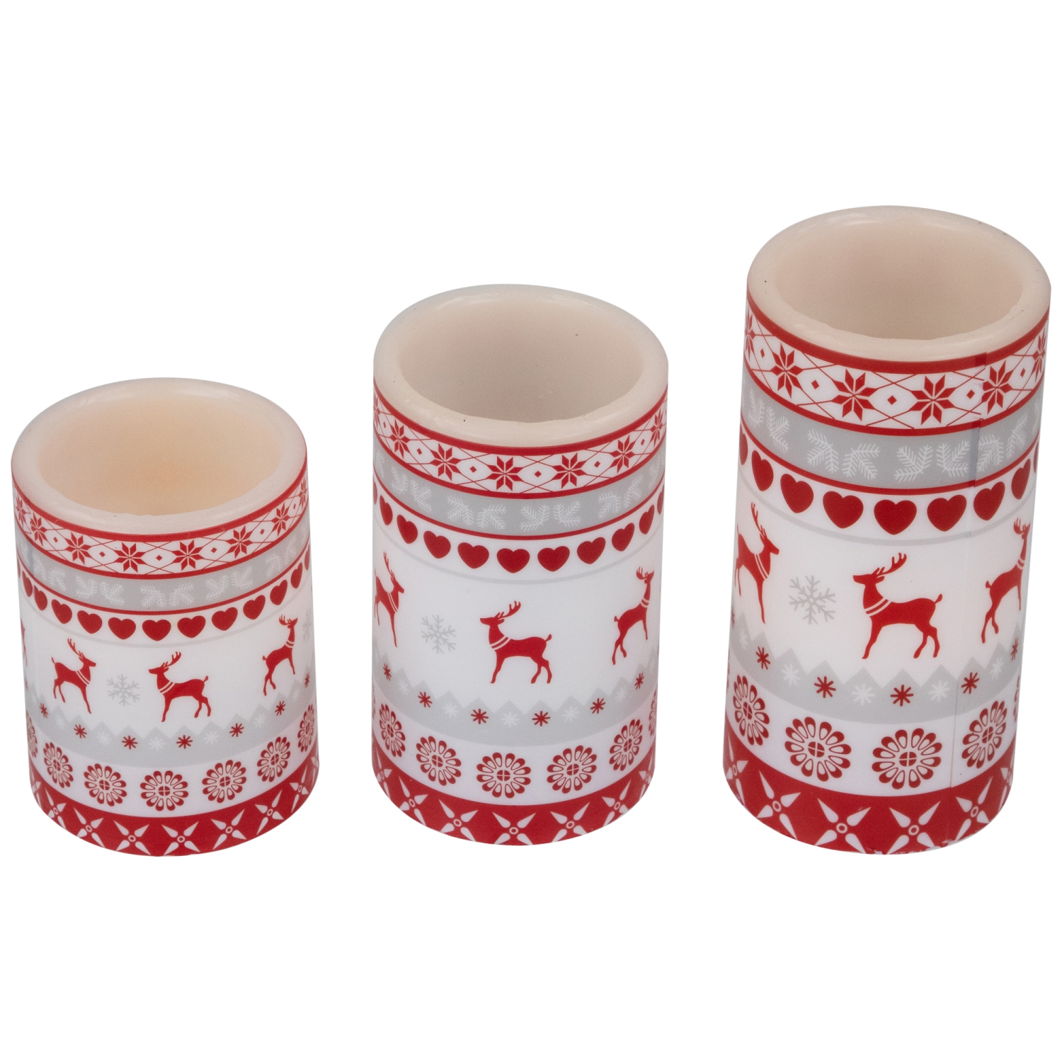 Bougies de Noël sans flamme à DEL, bougie de Noël, renne nordique, 6 po, ensemble de 3