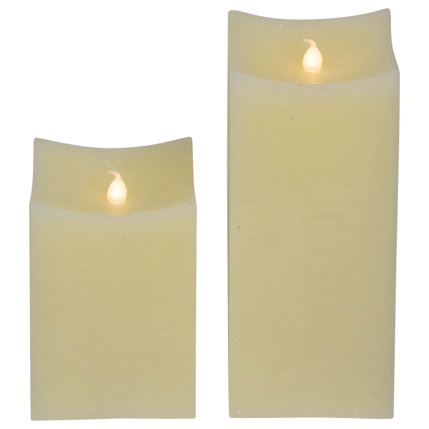 Bougies rectangulaires en cire sans flamme à DEL scintillantes, 8 po, crème, ensemble de 2