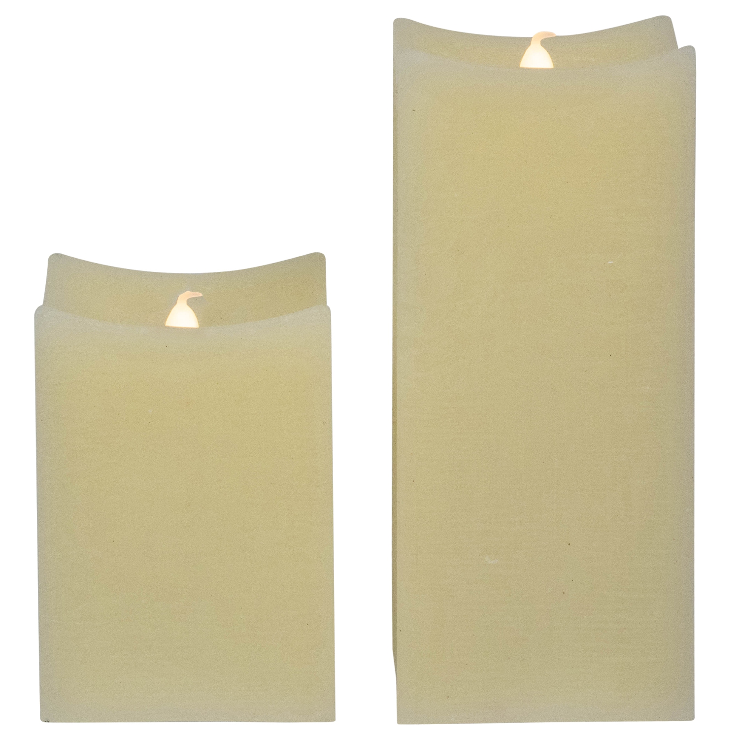 Bougies rectangulaires en cire sans flamme à DEL scintillantes, 8 po, crème, ensemble de 2