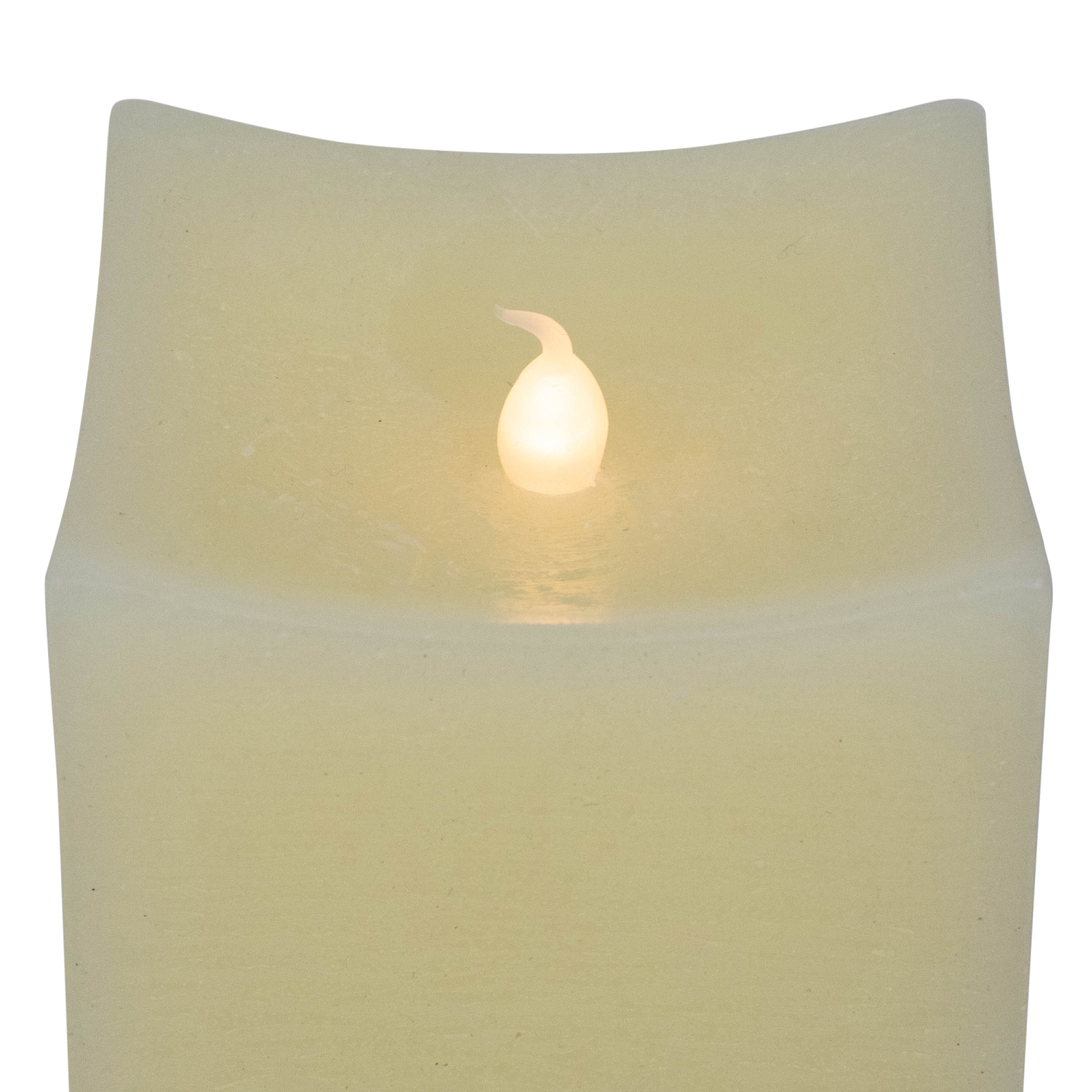 Bougies rectangulaires en cire sans flamme à DEL scintillantes, 8 po, crème, ensemble de 2