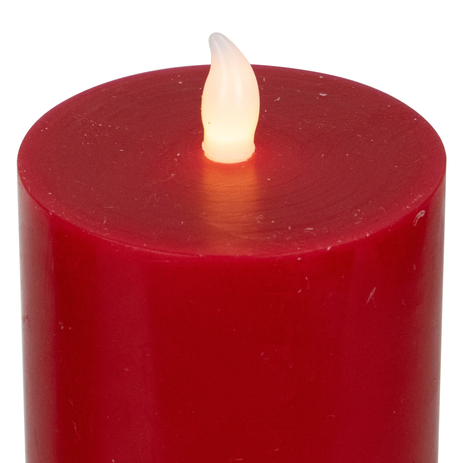 LED Flameless Flickering Wax Pillar Candles - 8" - Red - Set of 3