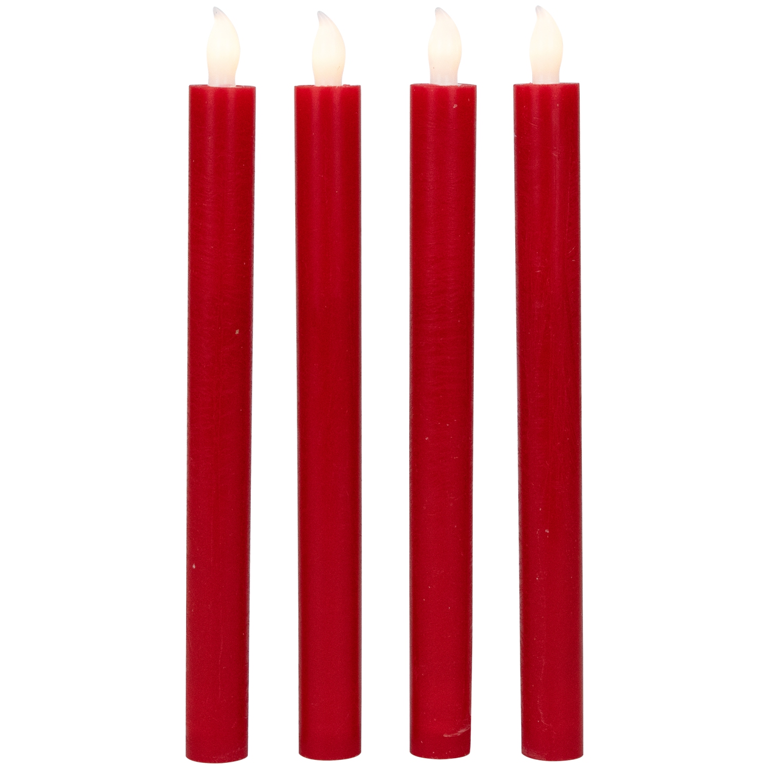 LED Flickering Flameless Taper Christmas Candles - 9.75" - Red - Set of 4
