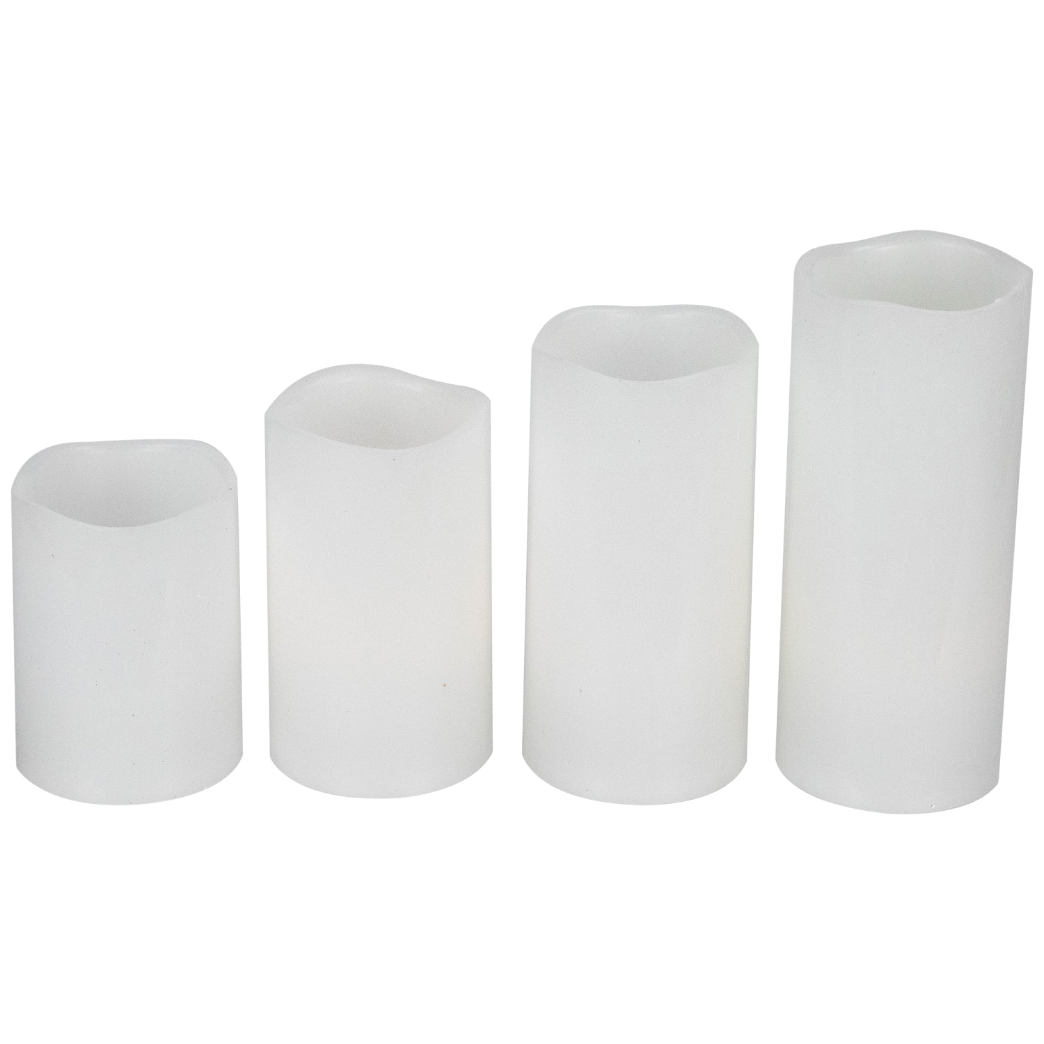 LED Flameless Flickering Solid Wax Pillar Candles - 7" - White - Set of 4